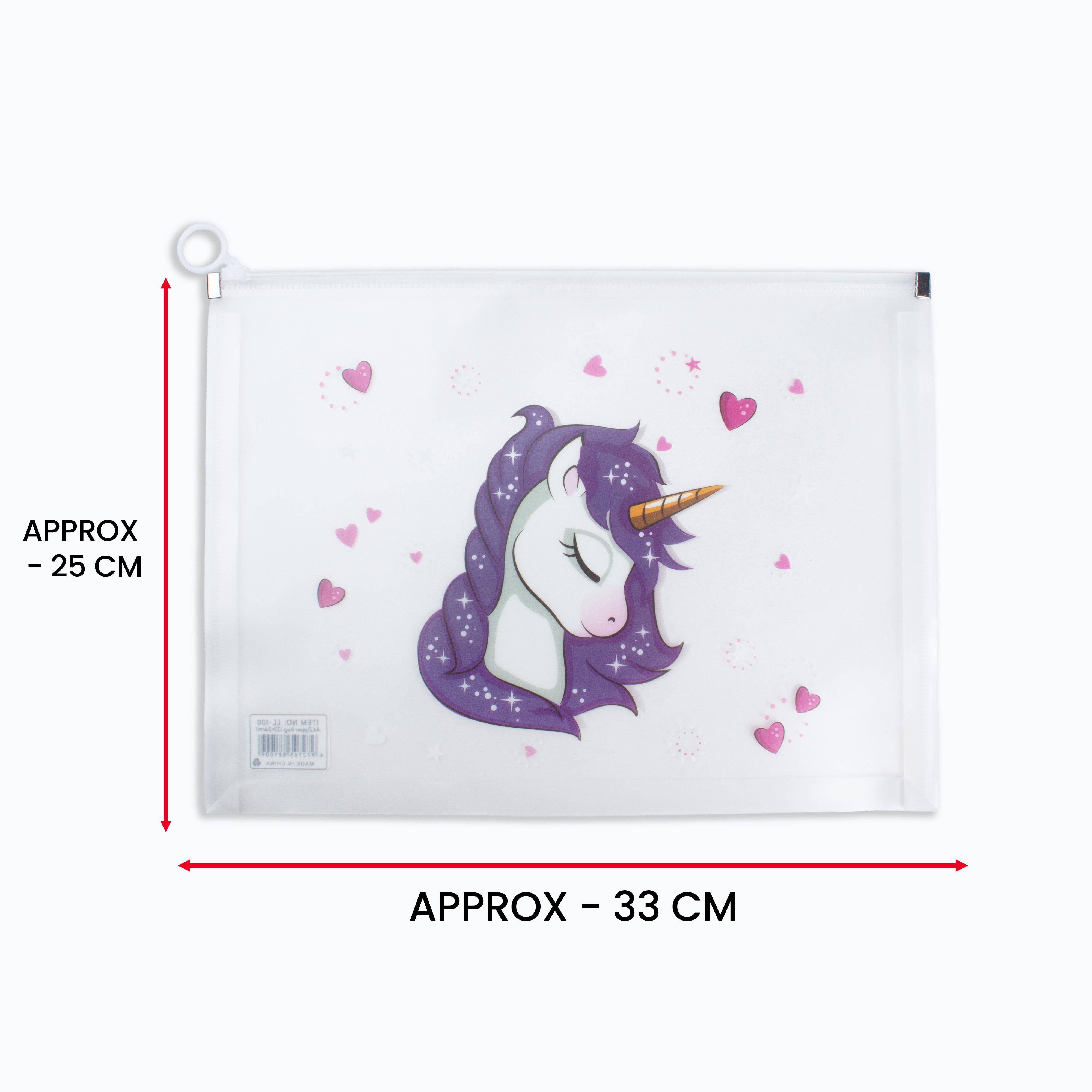 Multipurpose PVC Zip Lock Pouch Transparent Unicron Purple A4 1pc