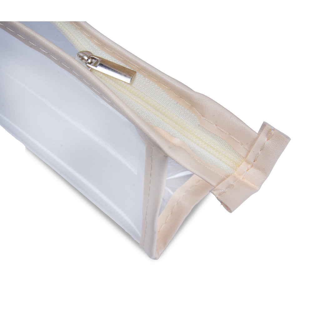 PVC Transparent Zip Pouch Cream 22x10.5cm 1pc