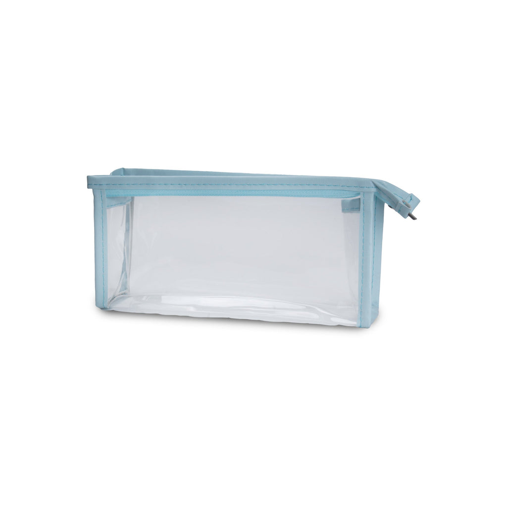PVC Transparent Zip Pouch Blue 22x10.5cm 1pc