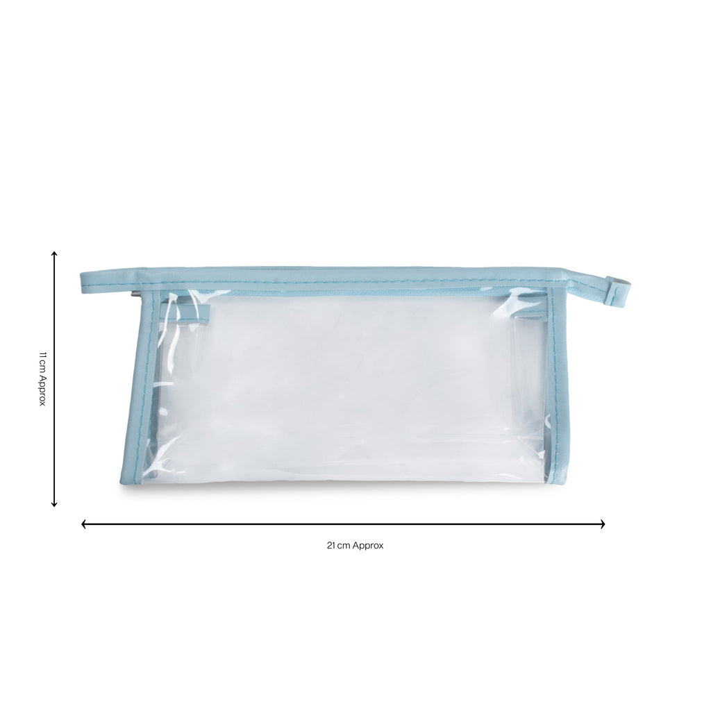 PVC Transparent Zip Pouch Blue 22x10.5cm 1pc