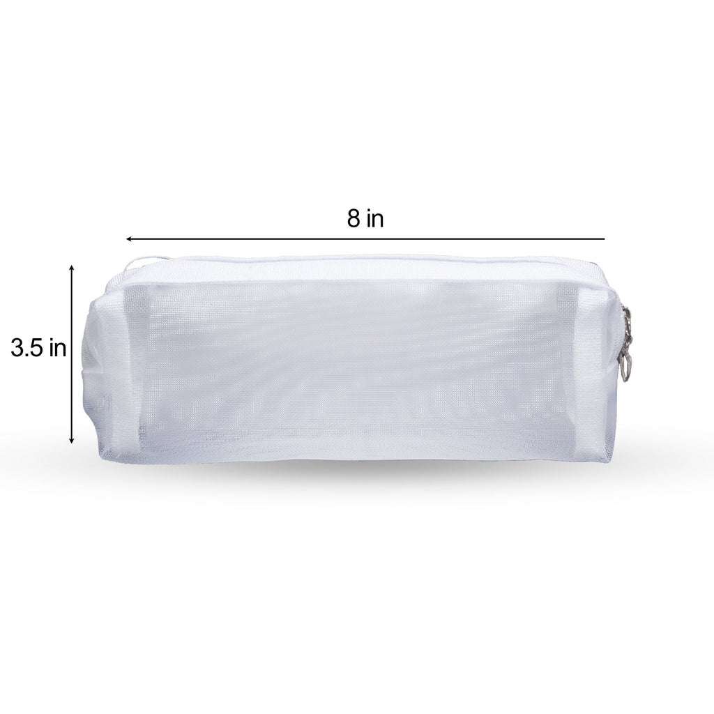 Mesh Pencil Case White 9x3.5inch 1pc