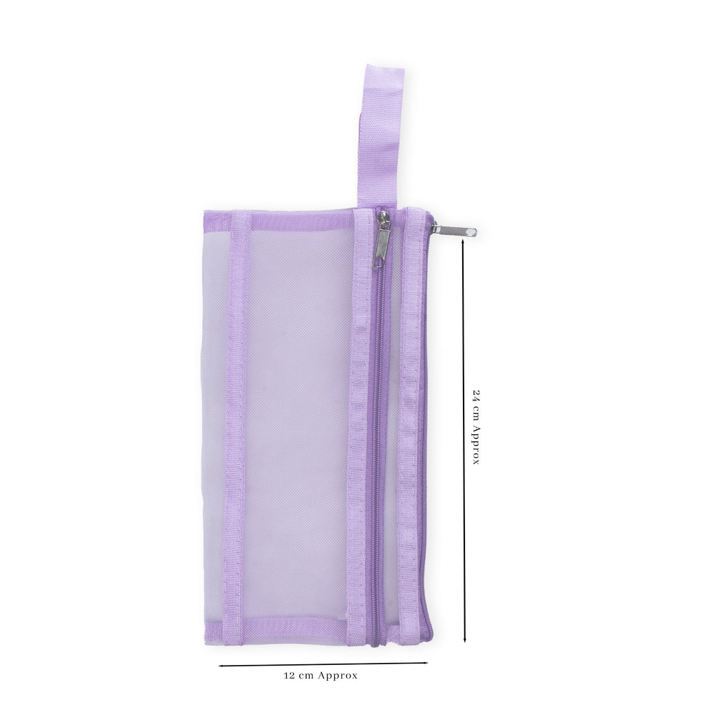 Mesh Pouch with Double Zip Purple A6 1pc