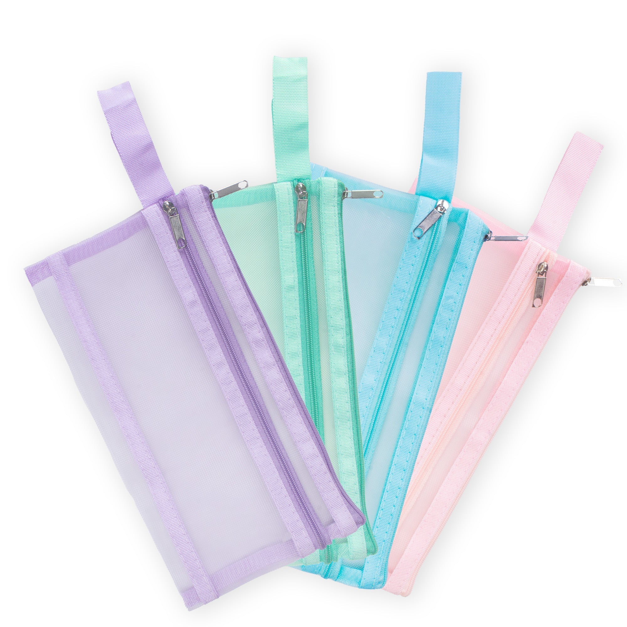 Mesh Pouch with Double Zip Teal A6 1pc