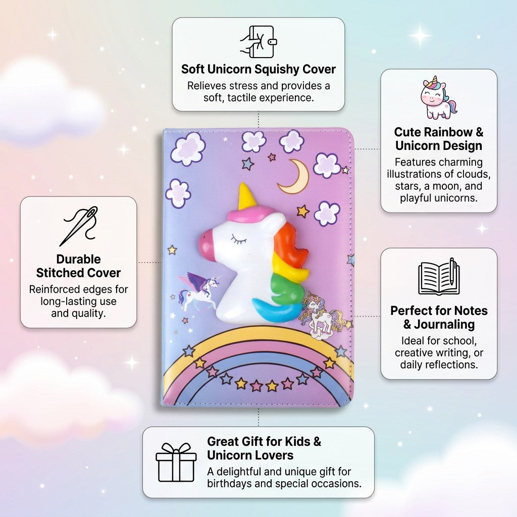 Softbound Ruled Notebook 3D Magical Unicorn A5 160Pages 1Book