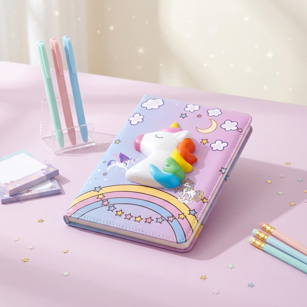 Softbound Ruled Notebook 3D Magical Unicorn A5 160Pages 1Book