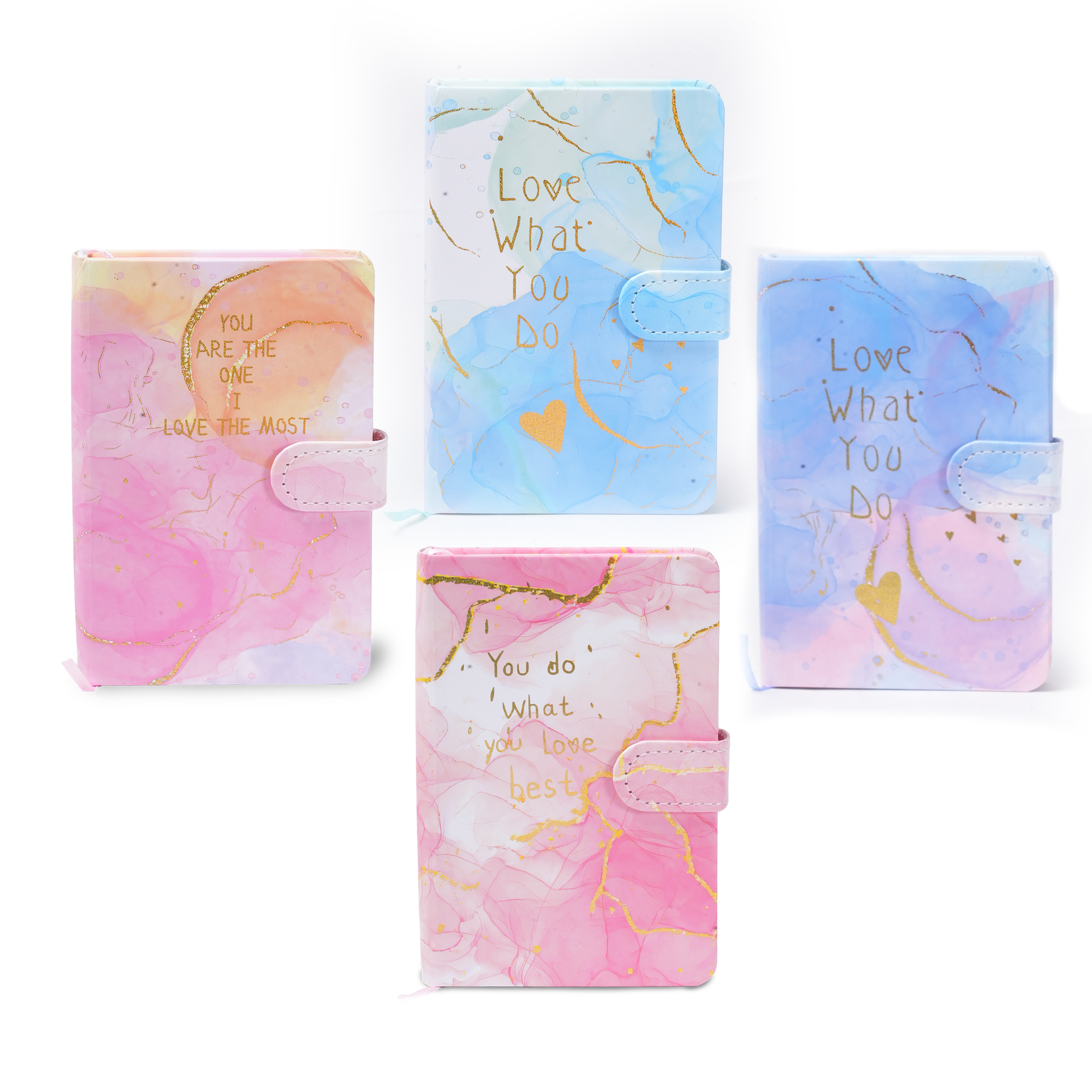 Hardbound Ruled Edge Printed Notebook With Magnetic Closure You Love Best - Blush Gold A6 224 Pages 1Book