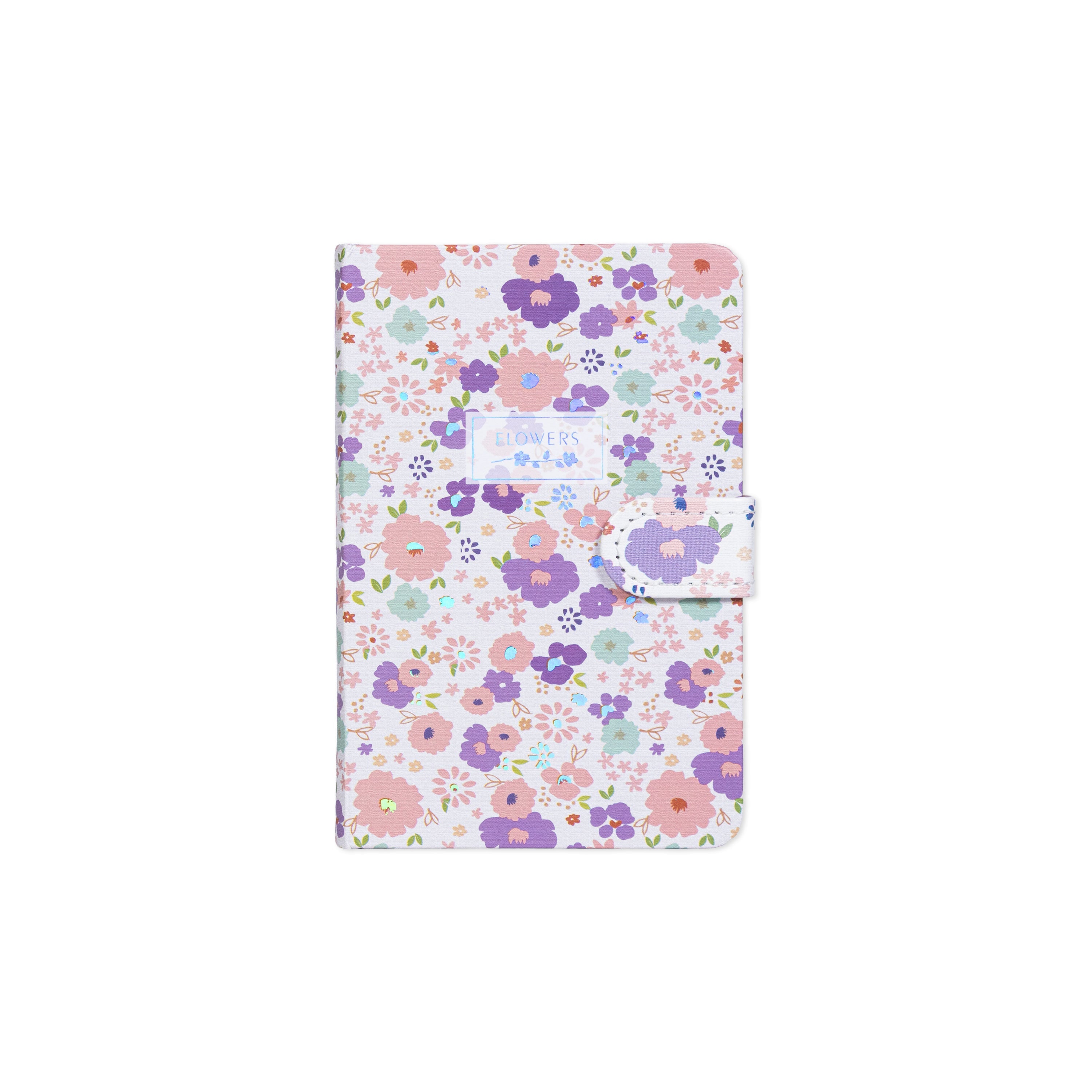 Hardbound Ruled Edge Printed Notebook With Magnetic Closure Floral Party Mauve Pink A6 224 Pages 1Book