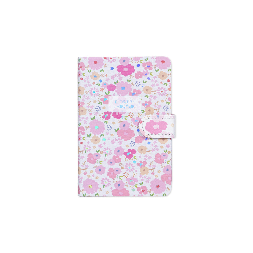 Hardbound Ruled Edge Printed Notebook With Magnetic Closure Floral Party Pink A6 224 Pages 1Book