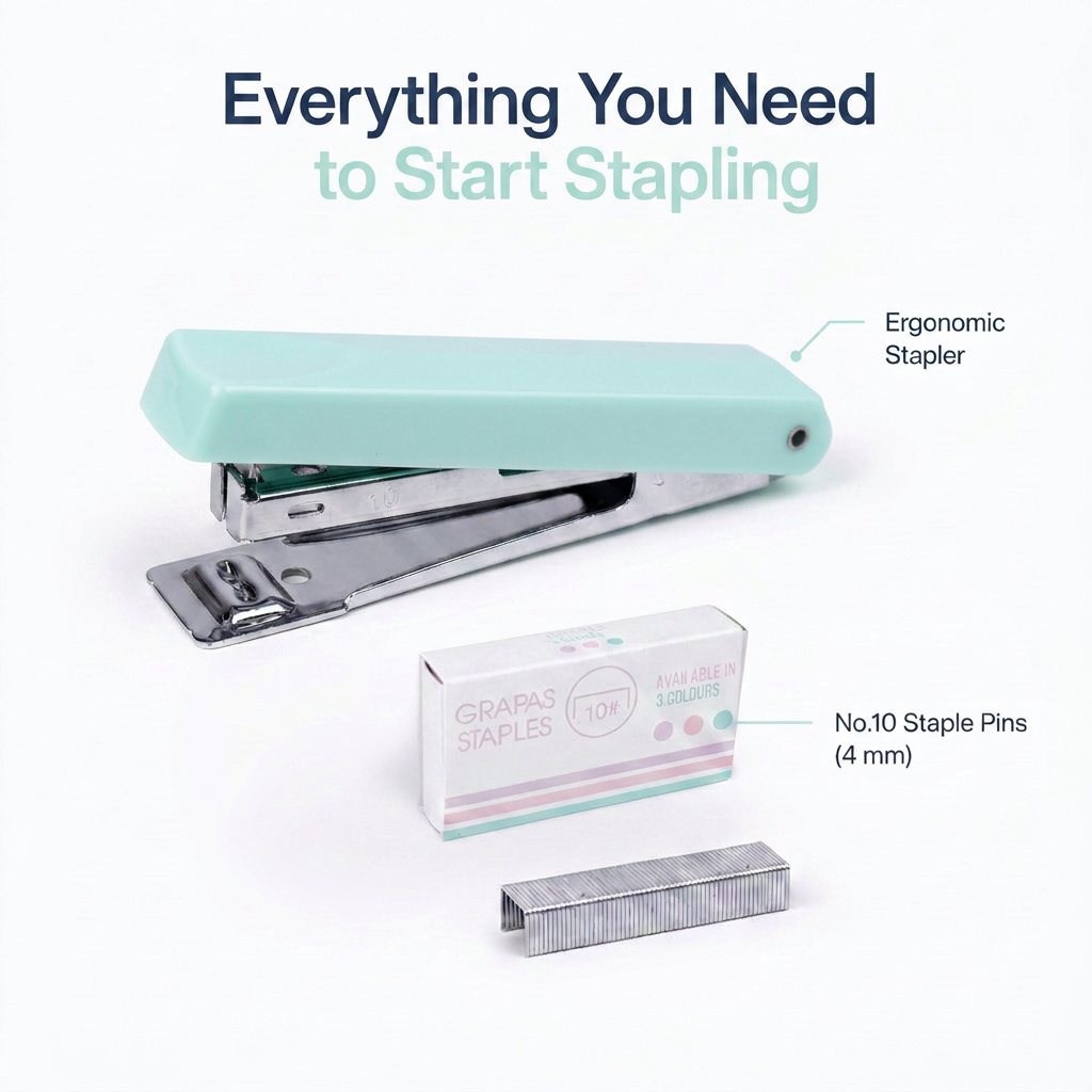 Stapler with Stapler Pin No.10 Teal 1set Blister