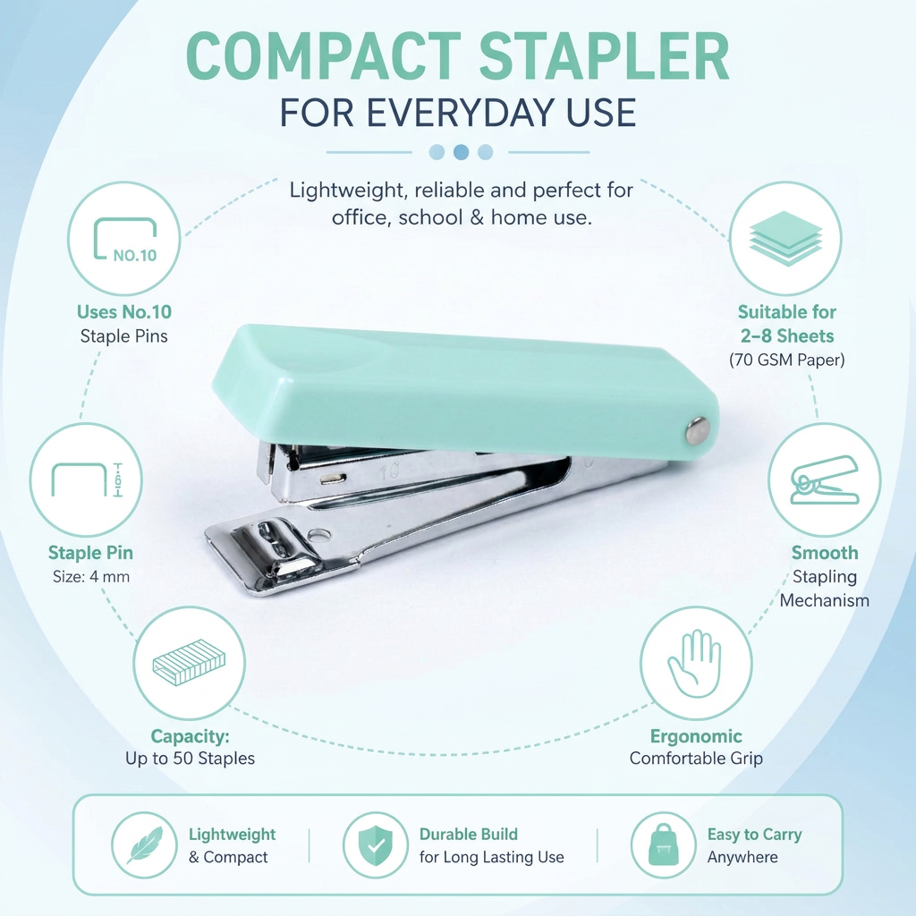Stapler with Stapler Pin No.10 Teal 1set Blister