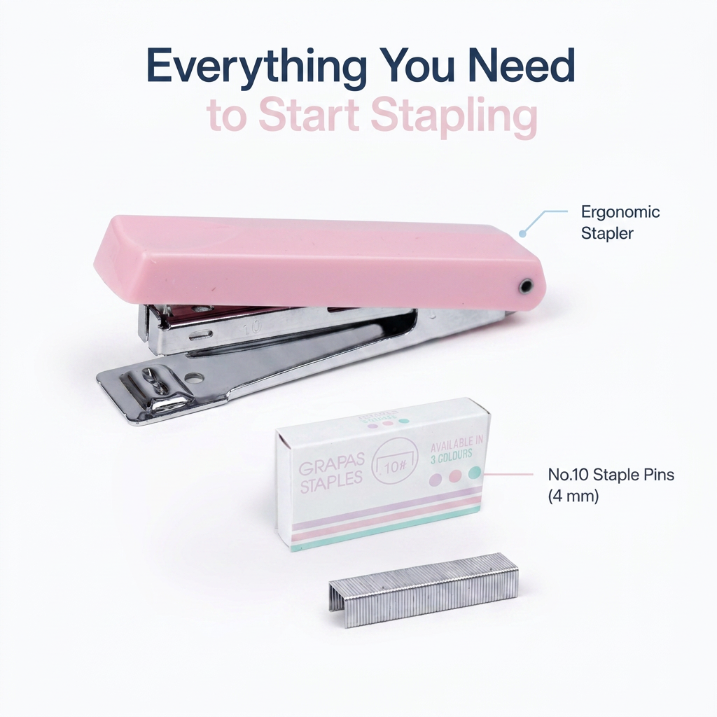 Stapler with Stapler Pin No.10 Pink 1set Blister