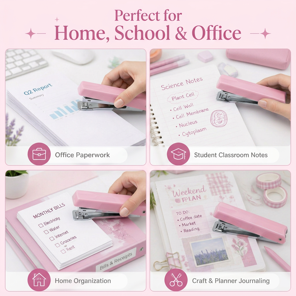 Stapler with Stapler Pin No.10 Pink 1set Blister