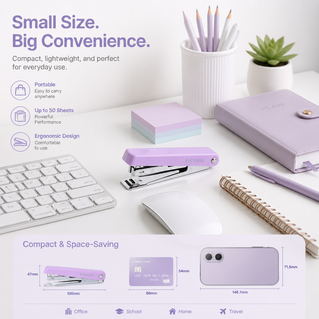 Stapler with Stapler Pin No.10 Purple 1set Blister