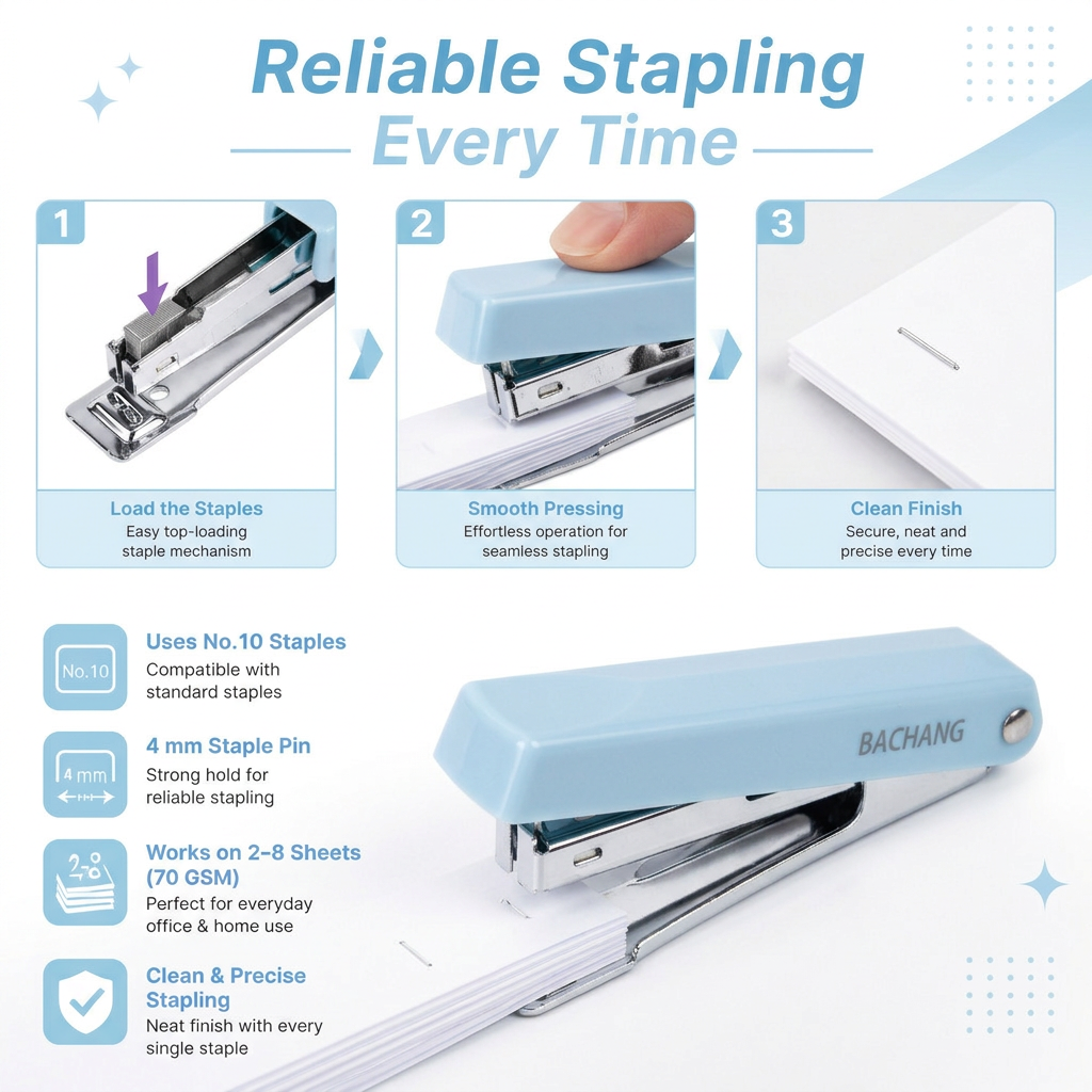 Stapler with Stapler Pin No.10 Blue 1set Blister