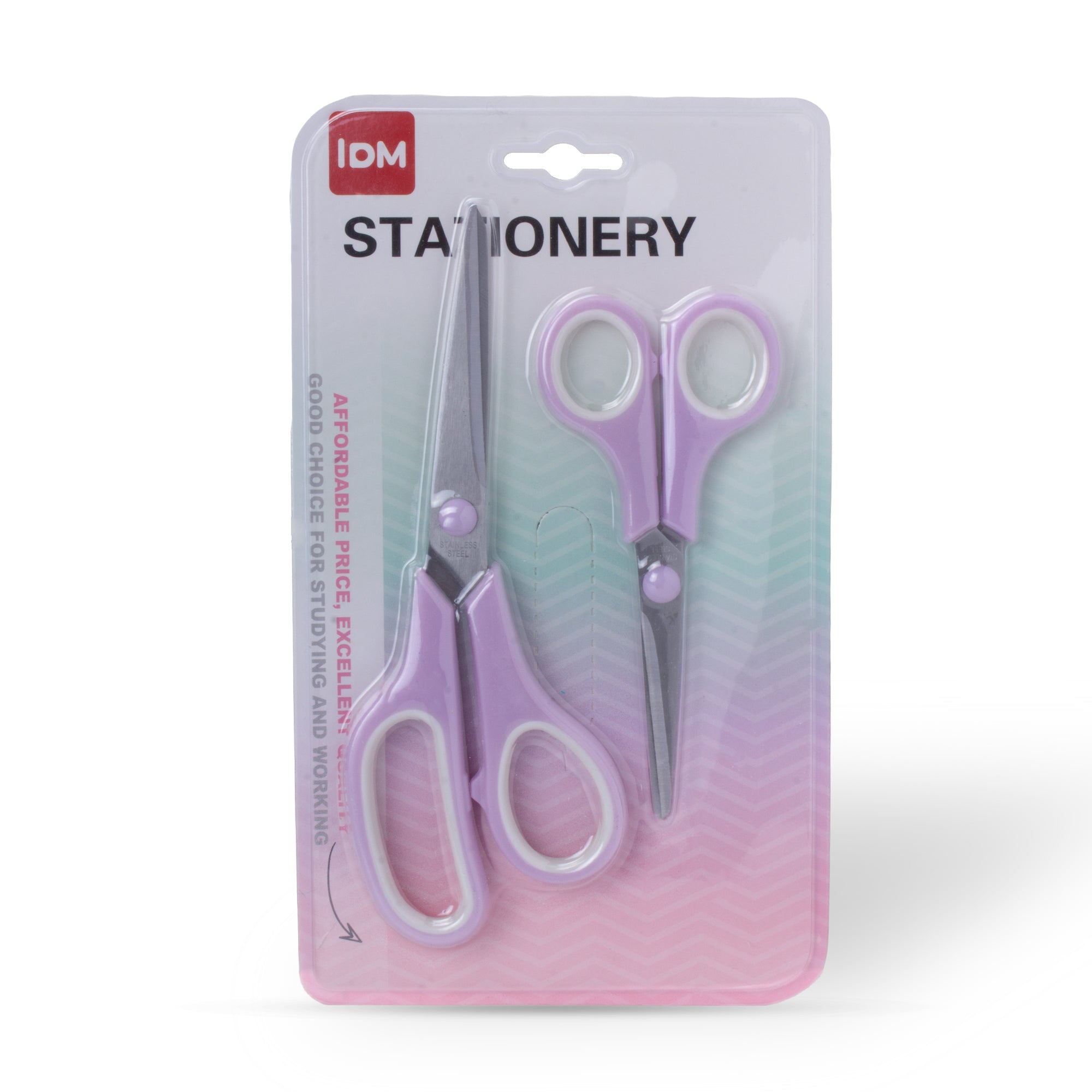 Scissor Stainless Steel Soft Grip 140mm & 190mm Purple 2pcs Set Blister