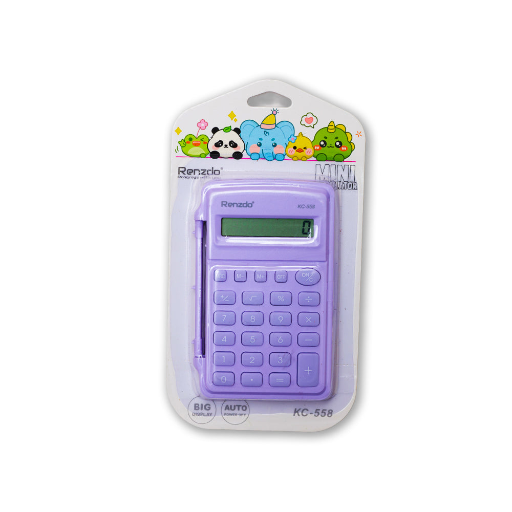 Mini Calculator With Flip Cover Battery Operated Lavender 8 Digit 1 Pc