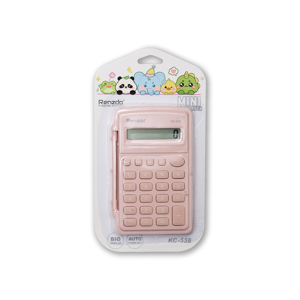 Mini Calculator With Flip Cover Battery Operated Soft Peach 8 Digit 1 Pc