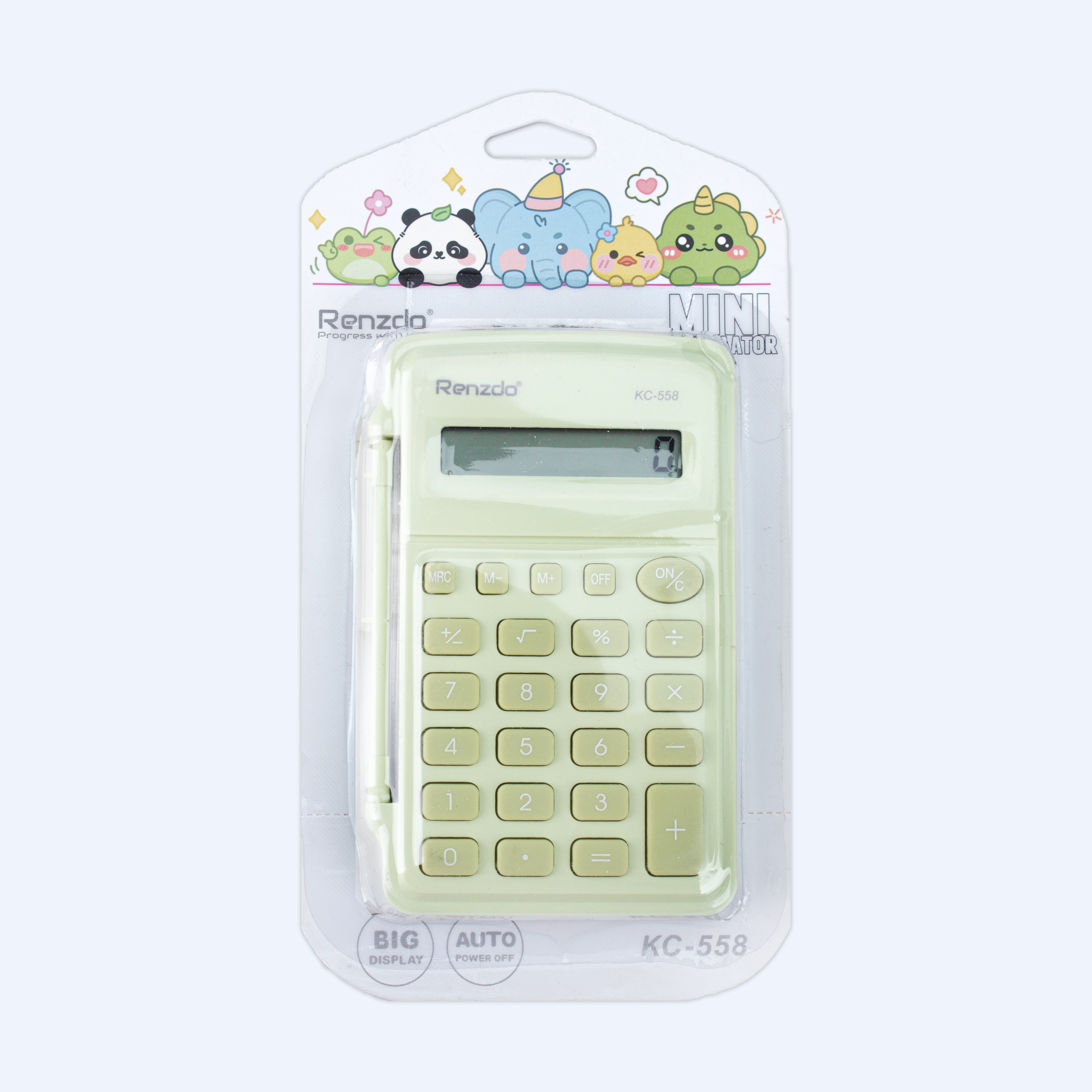 Mini Calculator With Flip Cover Battery Operated Lime Green 8 Digit 1 Pc