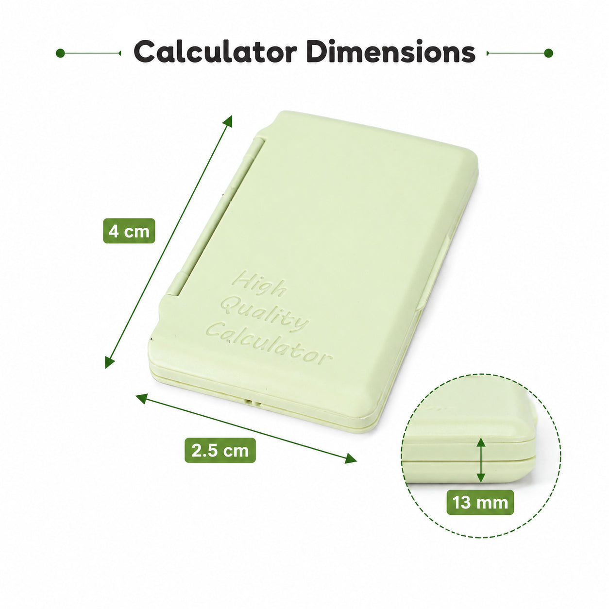 Mini Calculator With Flip Cover Battery Operated Lime Green 8 Digit 1 Pc