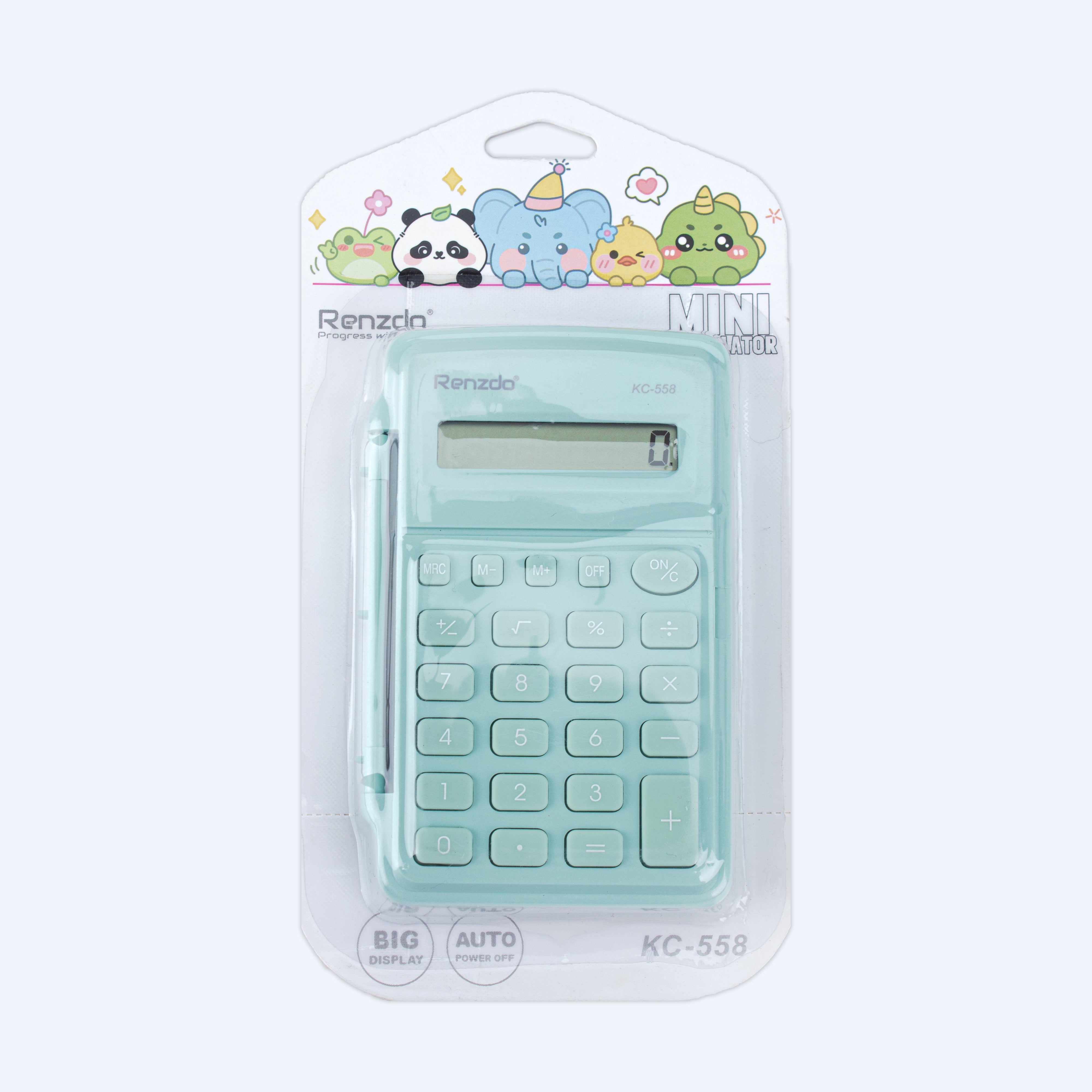Mini Calculator With Flip Cover Battery Operated Seafoam 8 Digit 1 Pc