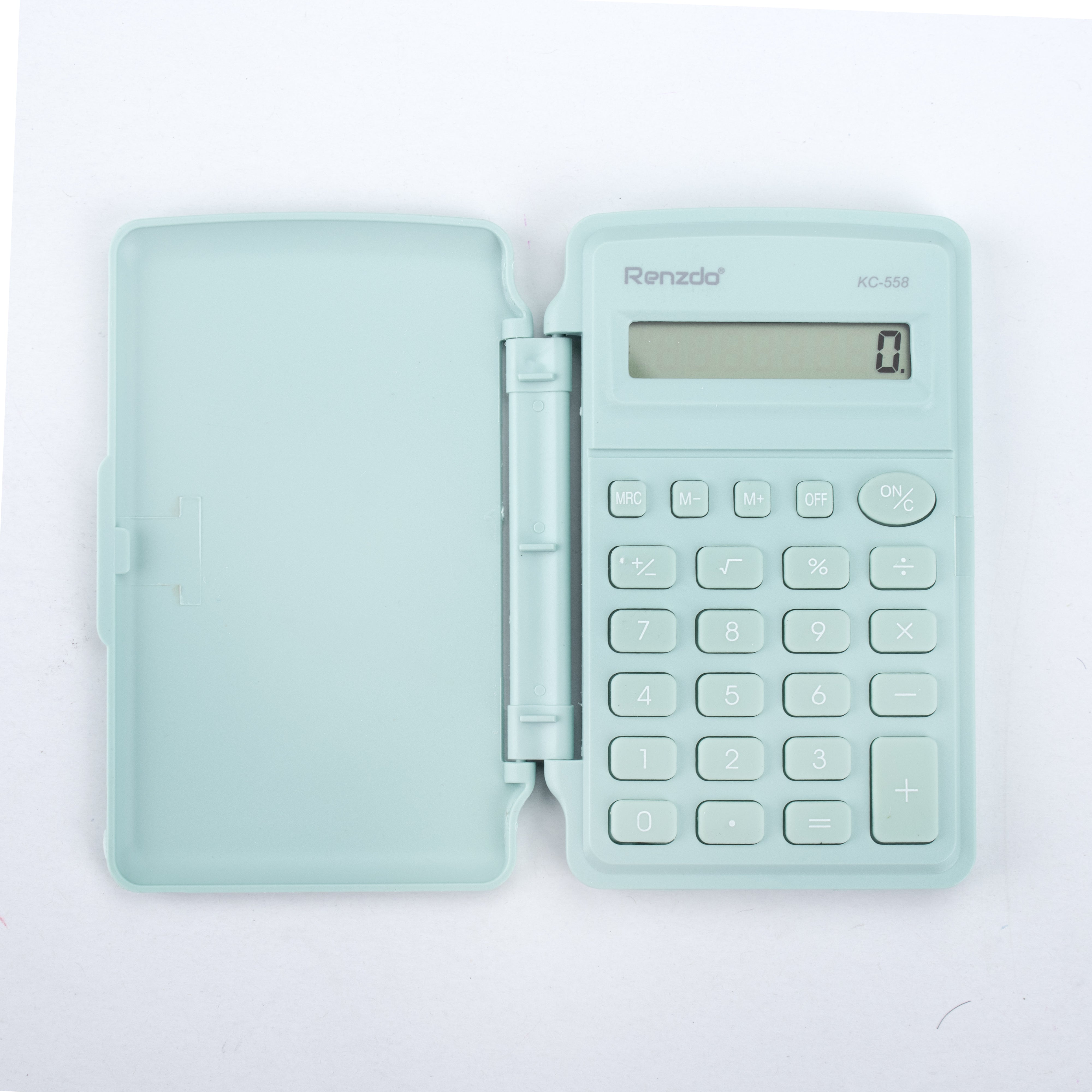 Mini Calculator With Flip Cover Battery Operated Seafoam 8 Digit 1 Pc