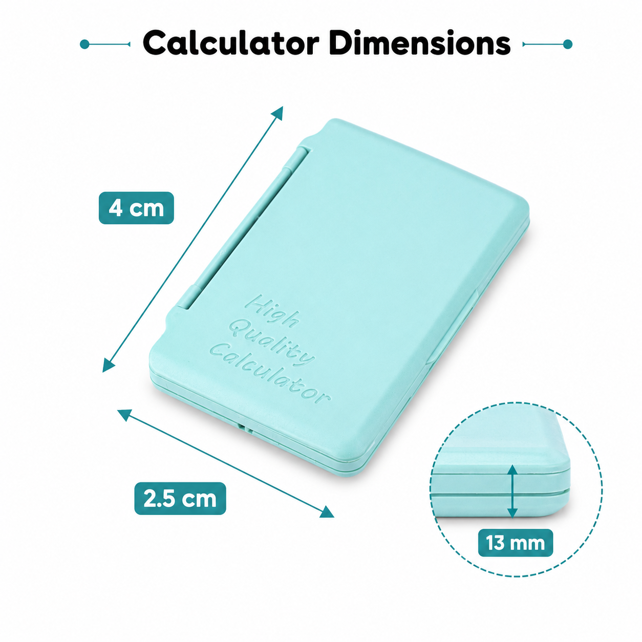 Mini Calculator With Flip Cover Battery Operated Seafoam 8 Digit 1 Pc