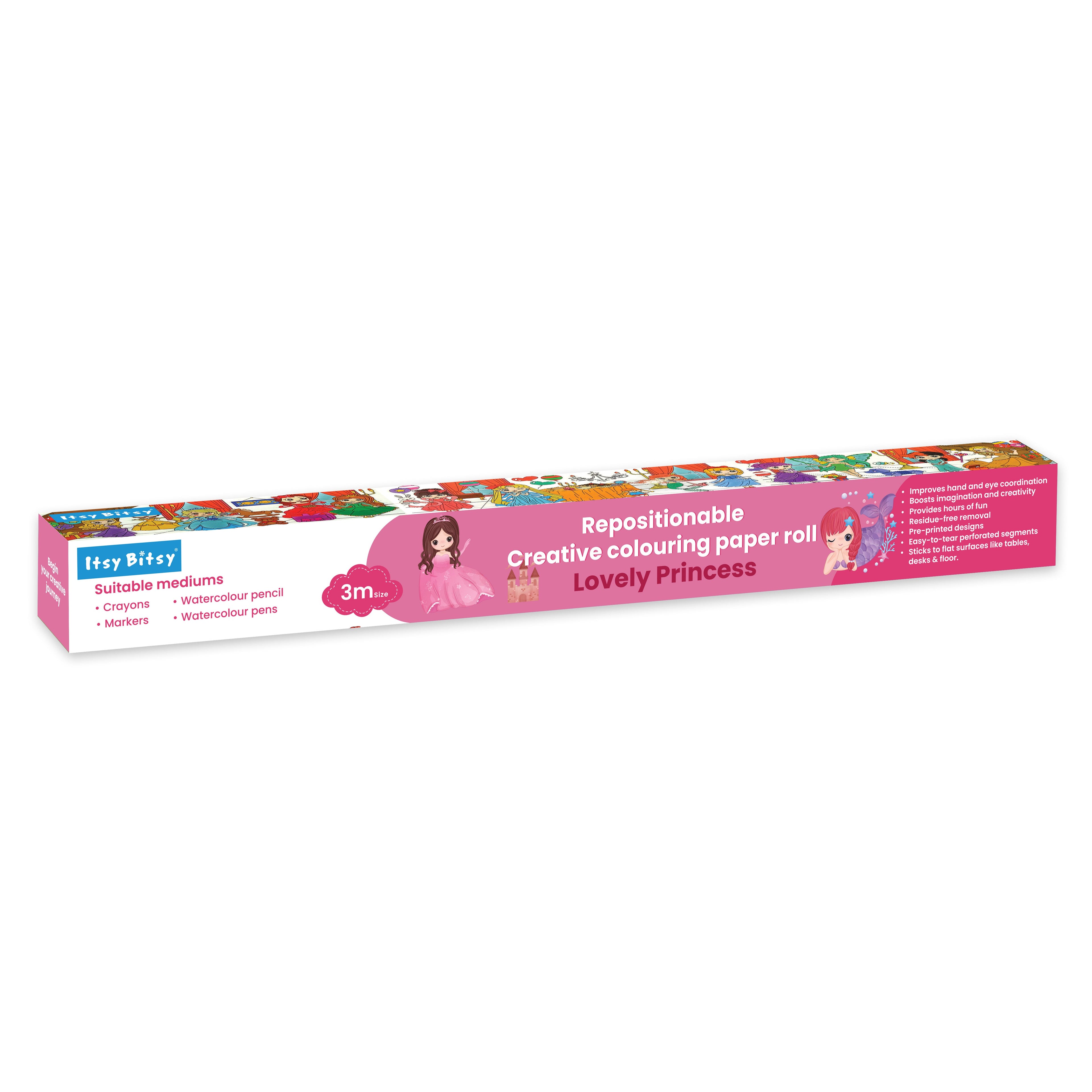 Repositionable Creative Colouring Paper Roll Princess 3mtr X W38cm 1 BOX