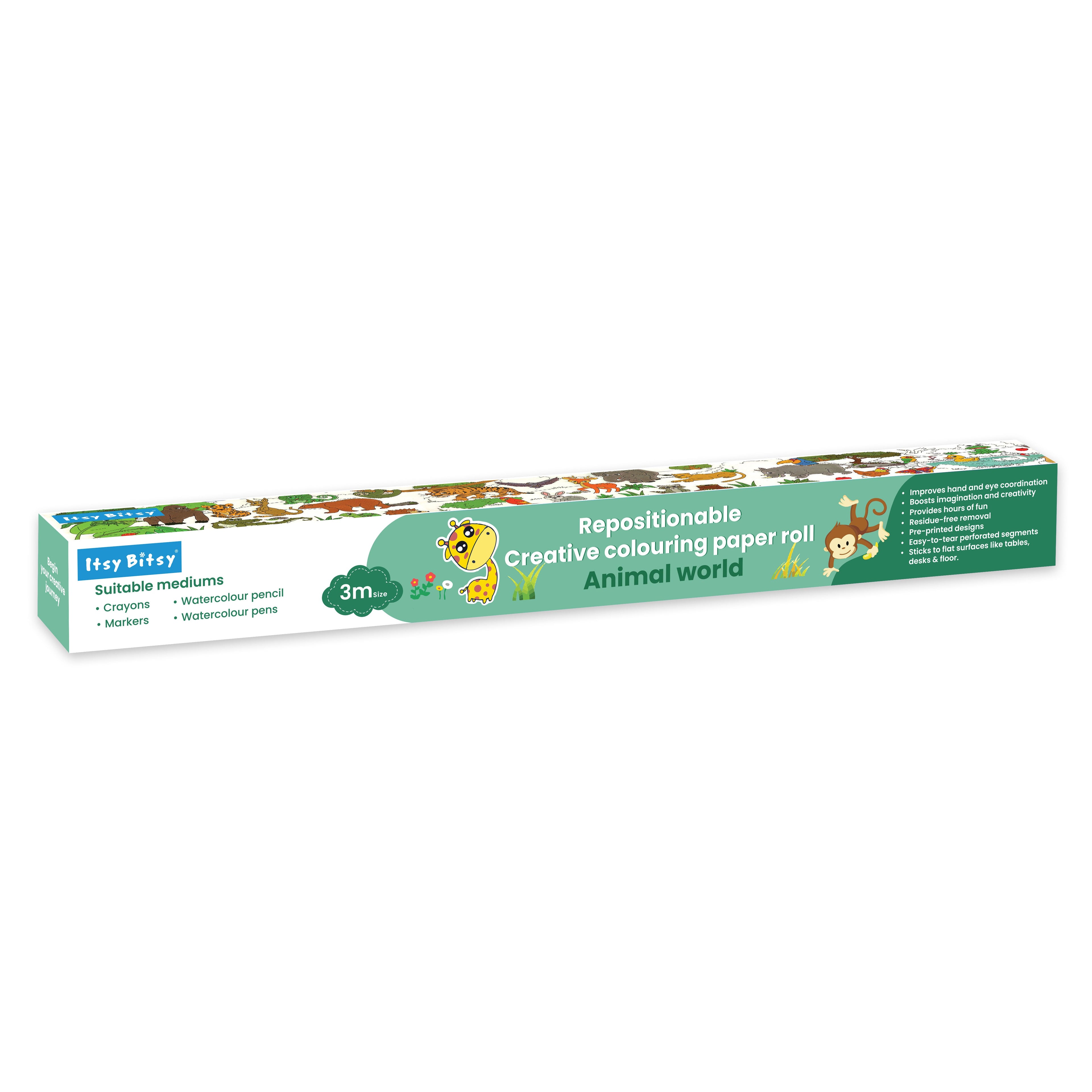Repositionable Creative Colouring Paper Roll Animal 3mtr X W38cm 1 BOX