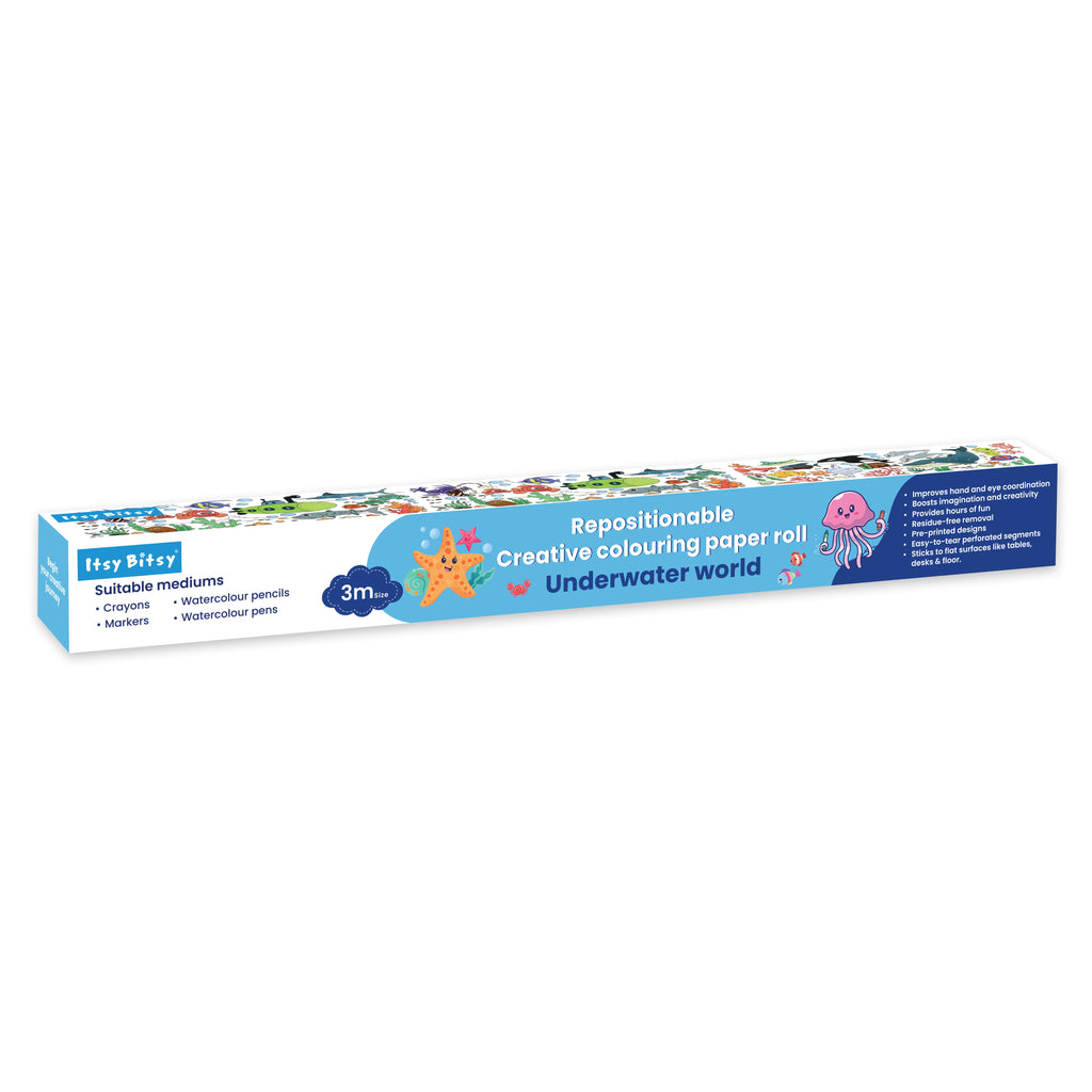 Repositionable Creative Colouring Paper Roll Underwater World 3mtr X W38cm 1 BOX