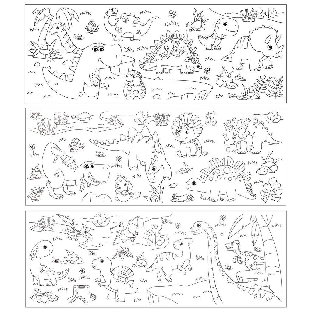 Repositionable Creative Colouring Paper Roll Dinosaur Paradise 3mtr X W38cm 1 BOX