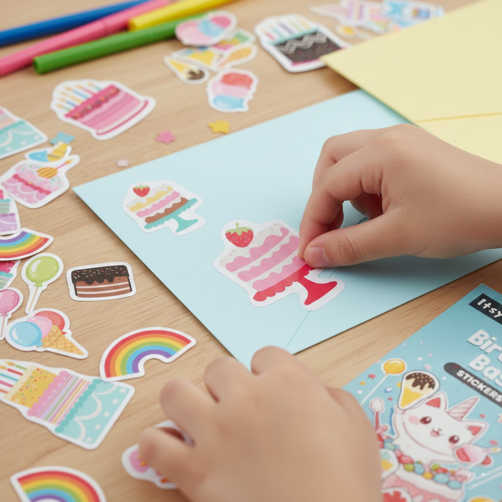 Sticker Book Birthday Bash Approx 14 X 7.2cm 12 Sheet