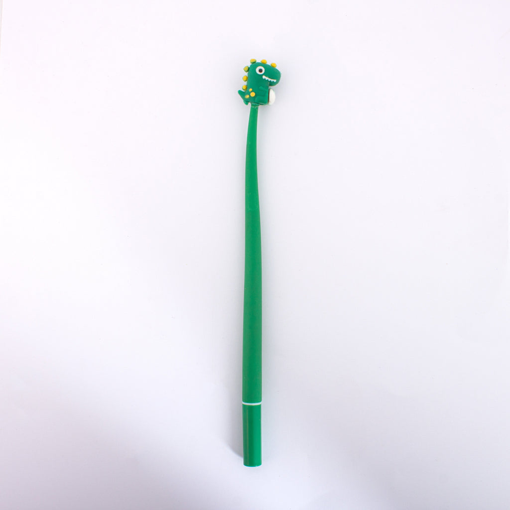 Flexible Dinosaur Ballpoint Blue Gel Pen Green 0.5mm Tip 1pc