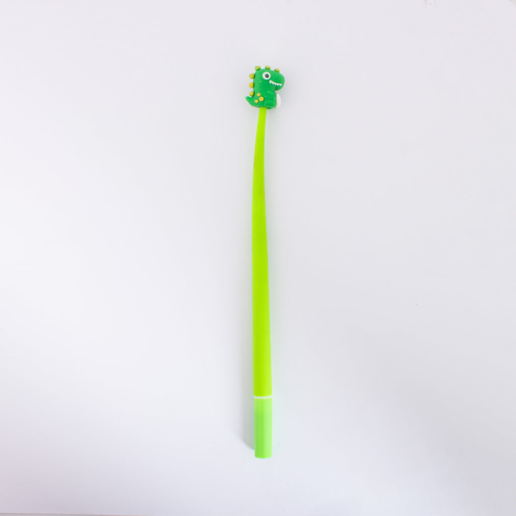 Flexible Dinosaur Ballpoint Blue Gel Pen Light Green 0.5mm Tip 1pc