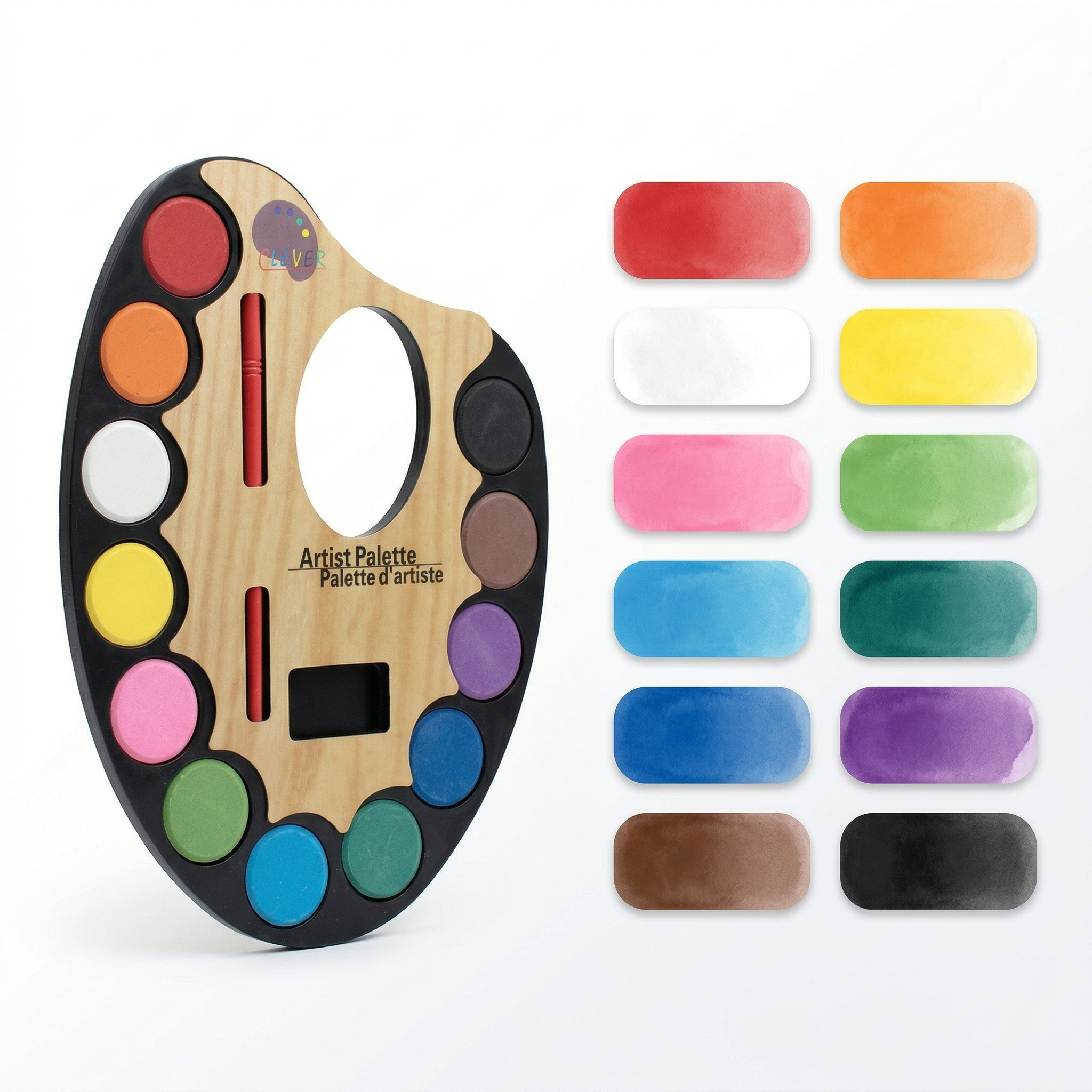 Artist Palette Watercolours with Paint Brush Assorted 12 colours 1pc
