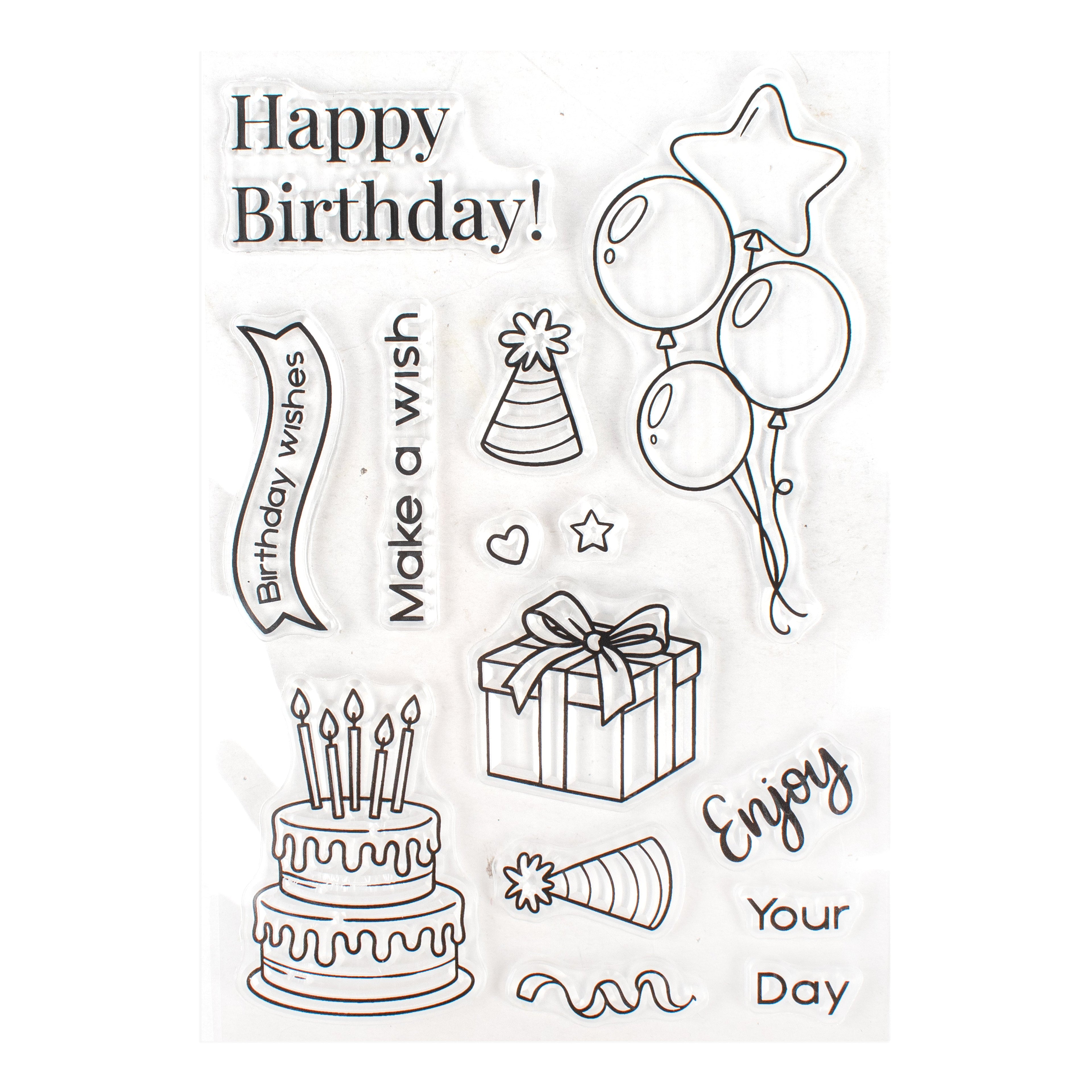 Clear Stamps Birthday Wish 4.3 X 6.2inch 14pc