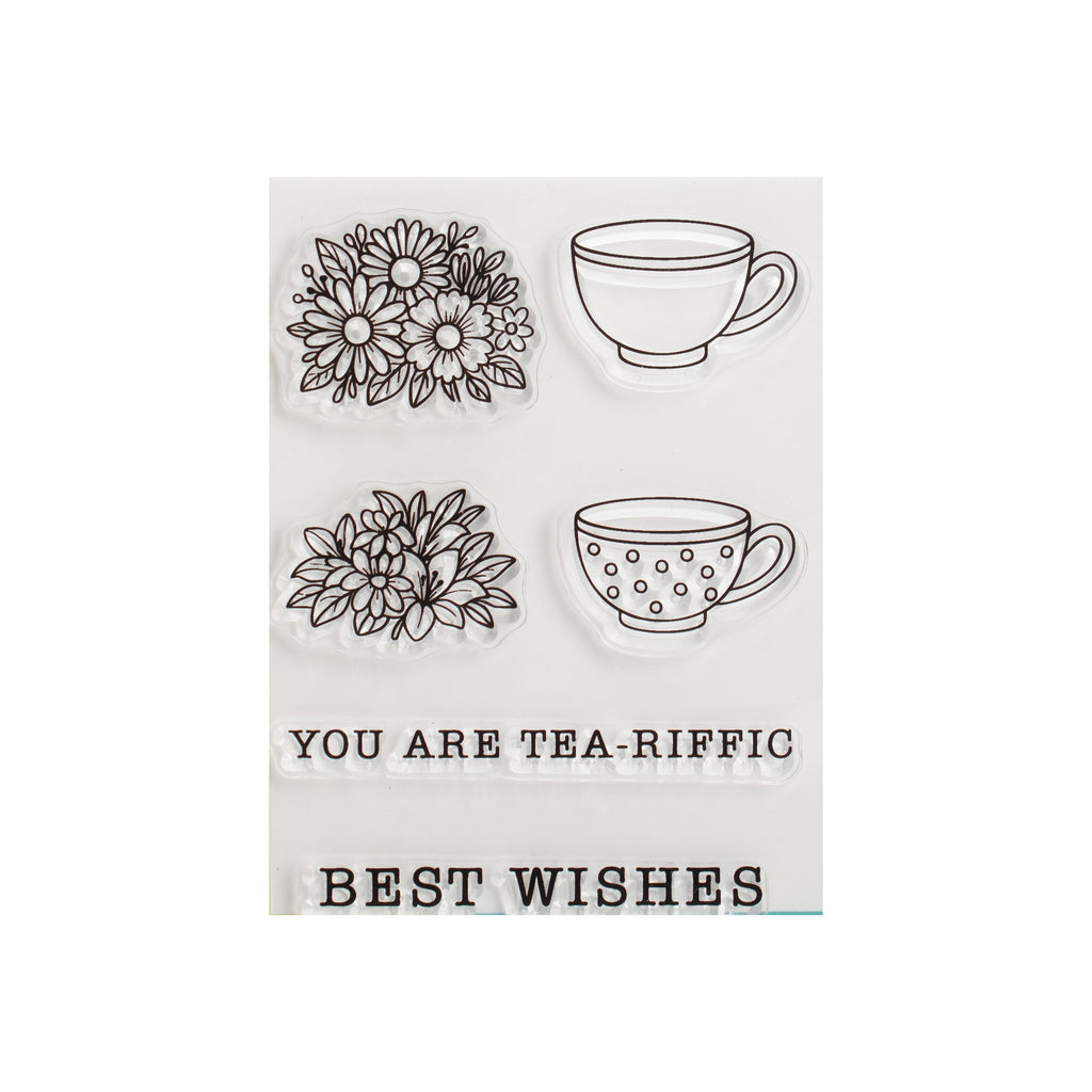 Clear Stamps Tea-riffic Wishes 3 X 4inch 6pc
