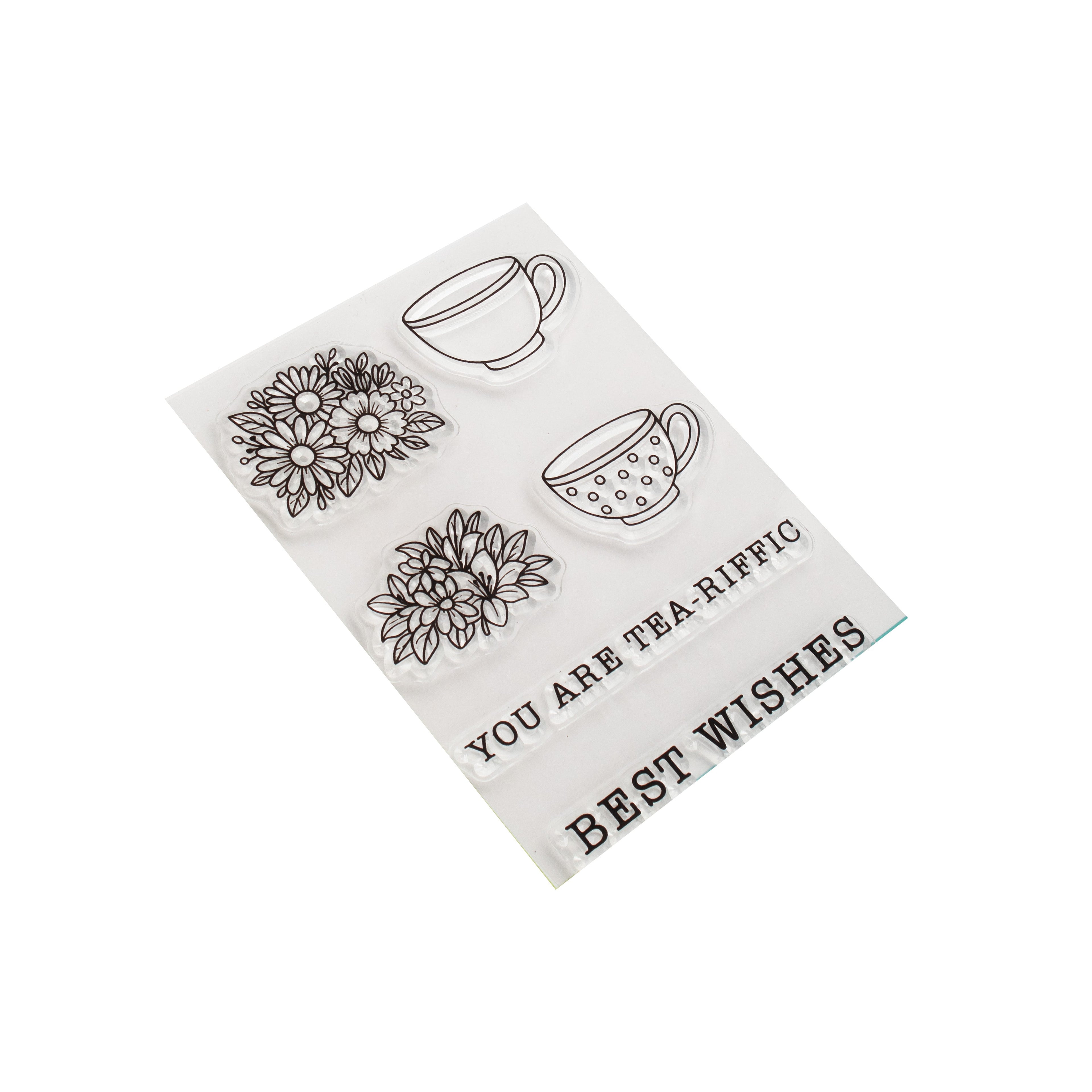 Clear Stamps Tea-riffic Wishes 3 X 4inch 6pc