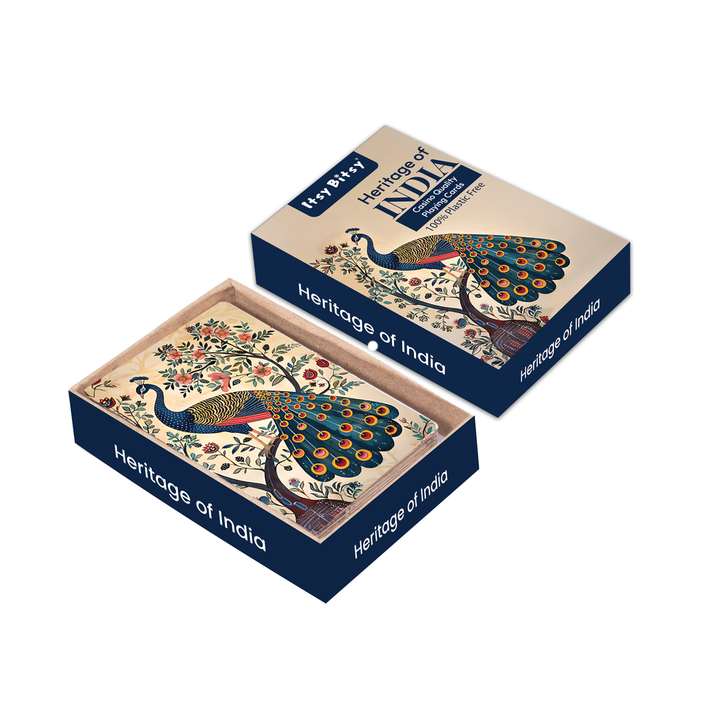 Heritage of India Playing Cards Timeless Artistry Pack of 3 in Pine MDF Box with Latch 1Box