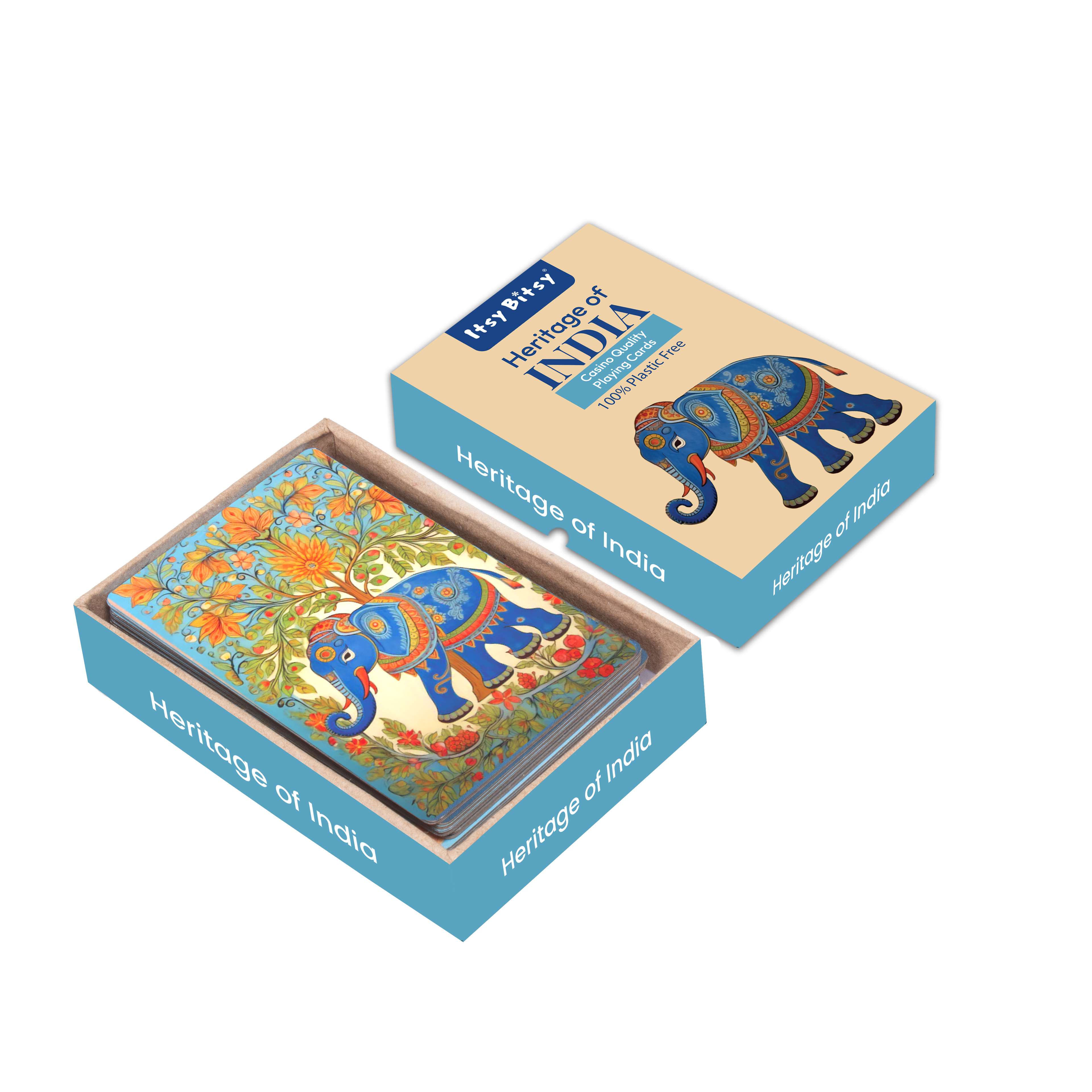 Heritage of India Playing Cards Timeless Artistry Pack of 3 in Pine MDF Box with Latch 1Box