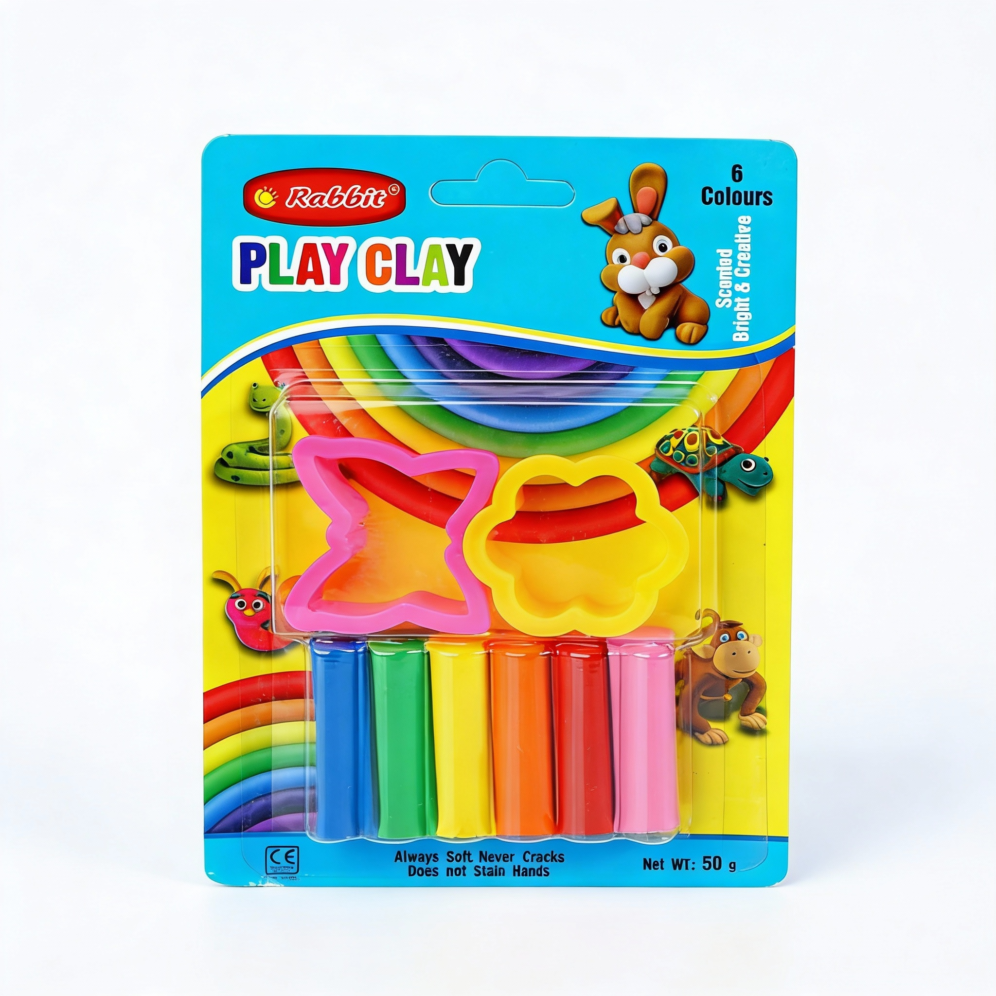 Scented Modelling Play Clay 6 Colours and 2 Cutters 50gm Blister