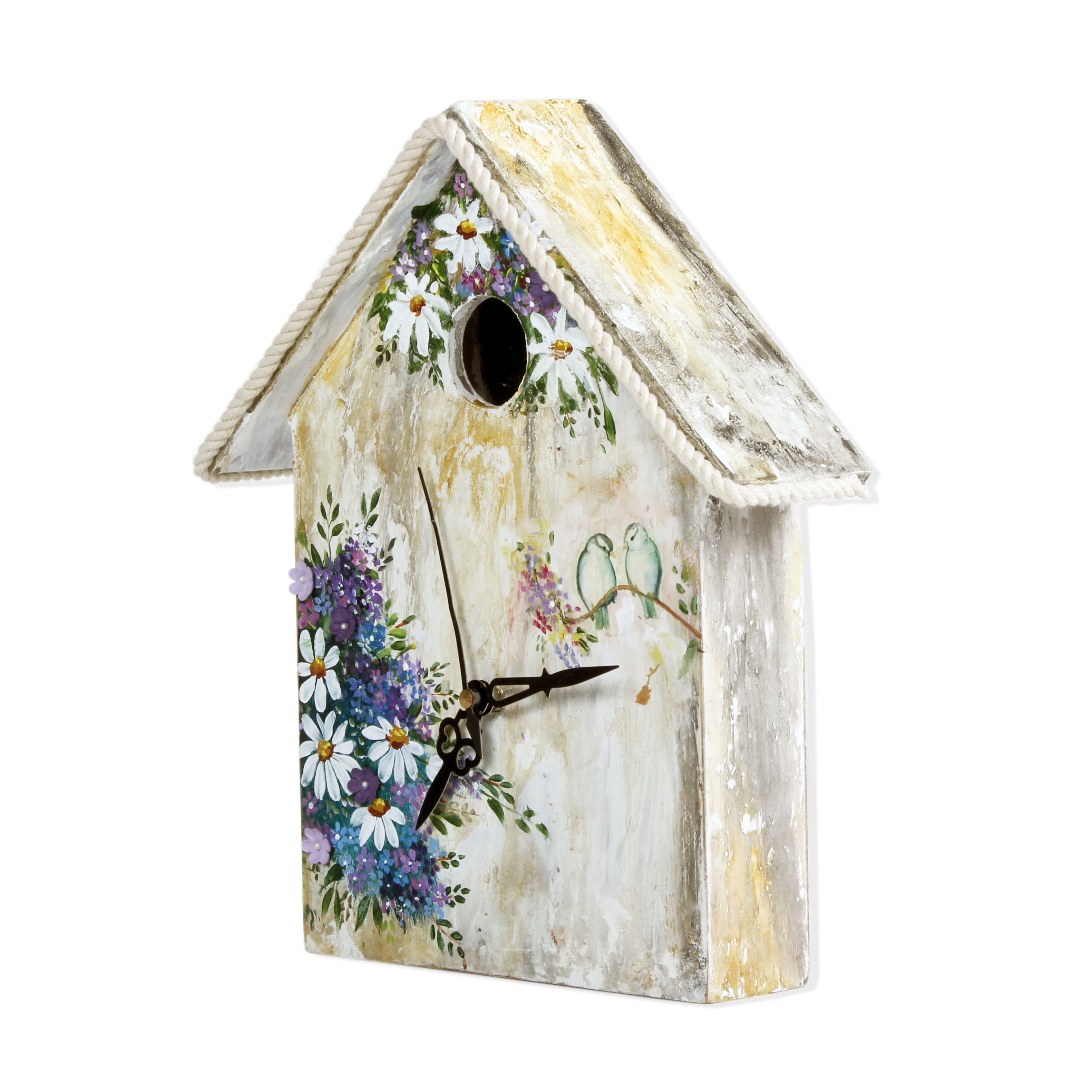 MDF Table Clock Bird House L9.25 X W7.75inch 1pc