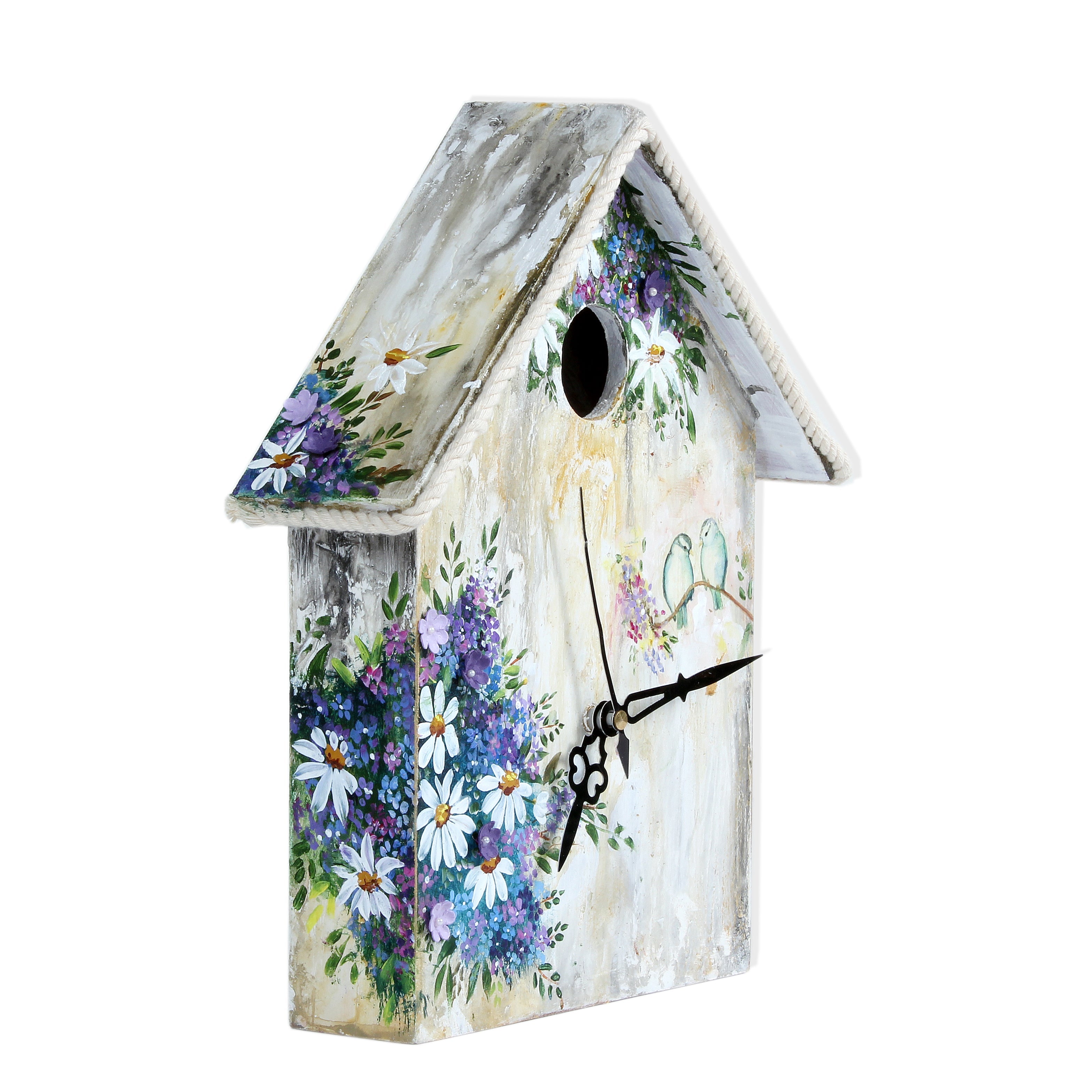 MDF Table Clock Bird House L9.25 X W7.75inch 1pc