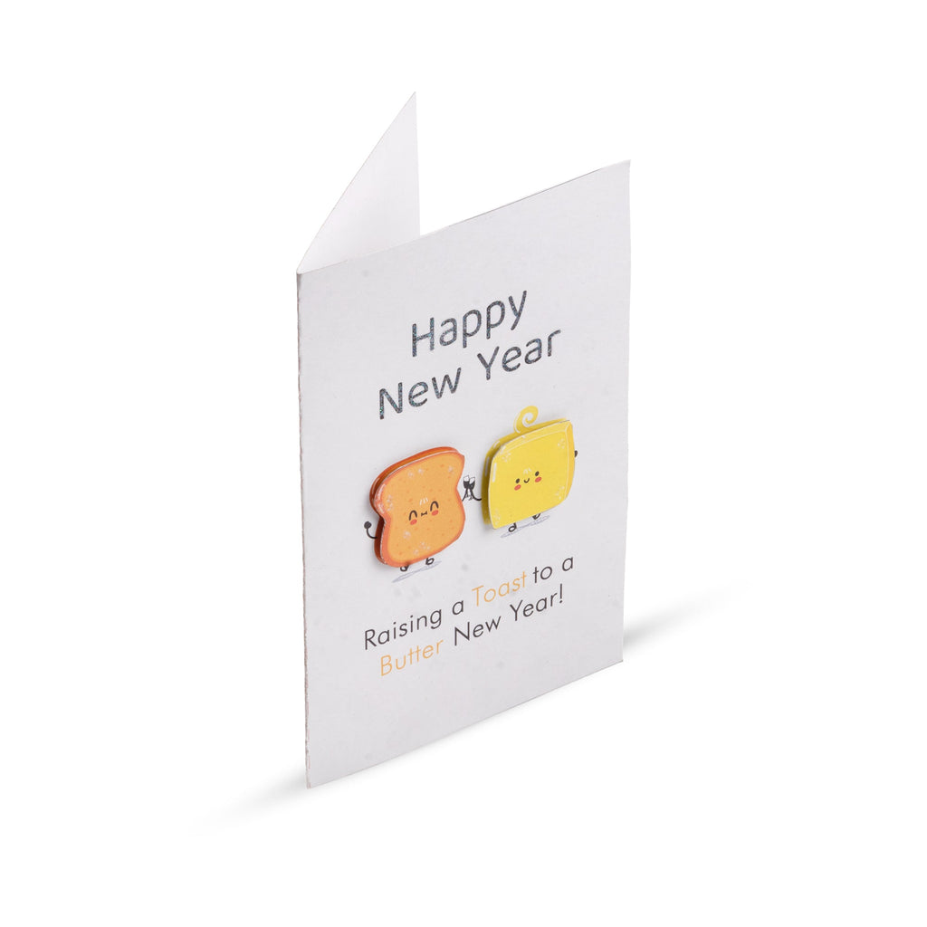 Greeting Card & Envelope Raising a Toast to a Butter New Year! 4 X 6inch