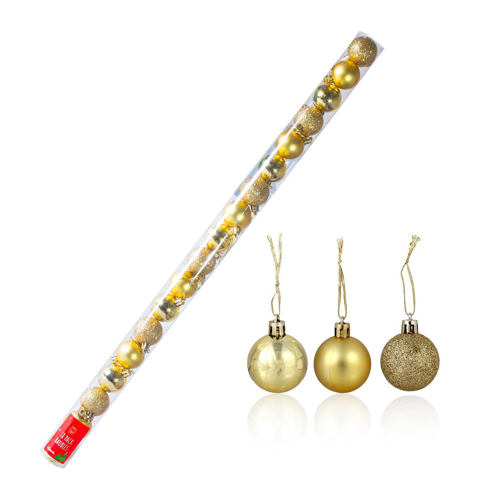 Christmas Baubles Tube Gold 18Pc Blister