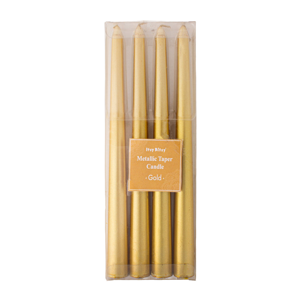 Metallic Round Candle Gold 10inch 4pcs Box