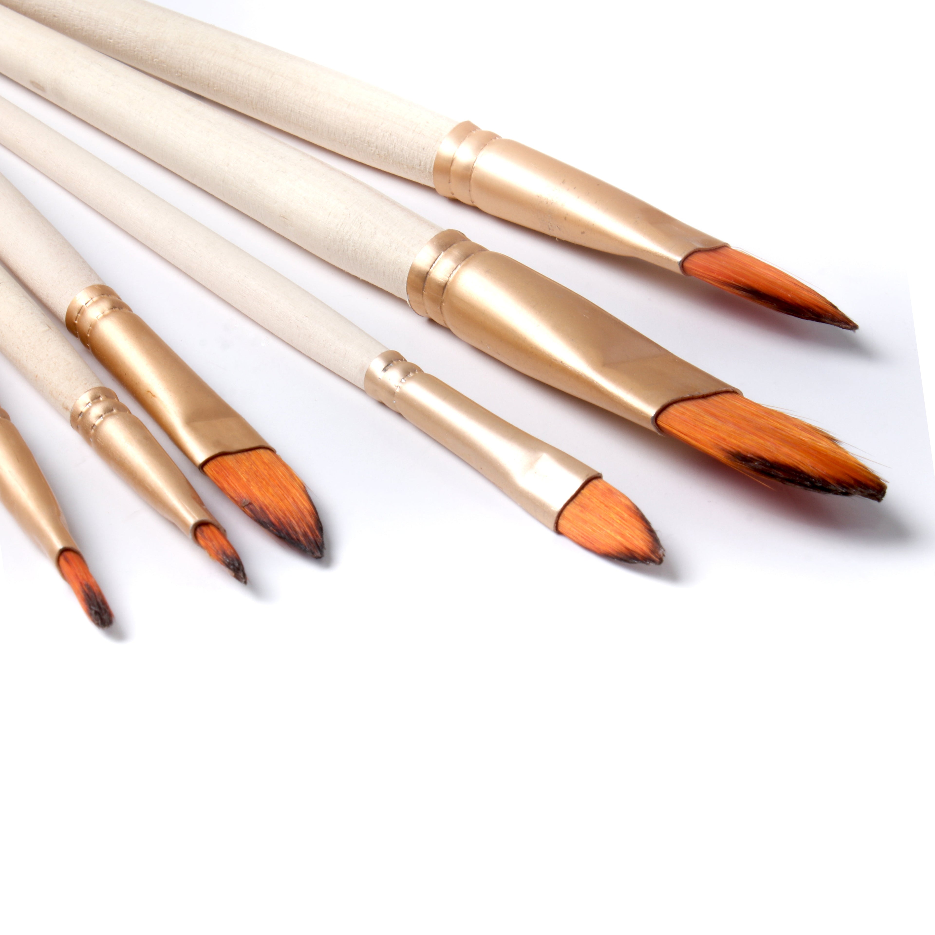 Cat`s Tongue Brush Synthetic Hair Size 2 4 6 8 10 12 Set of 6 pc