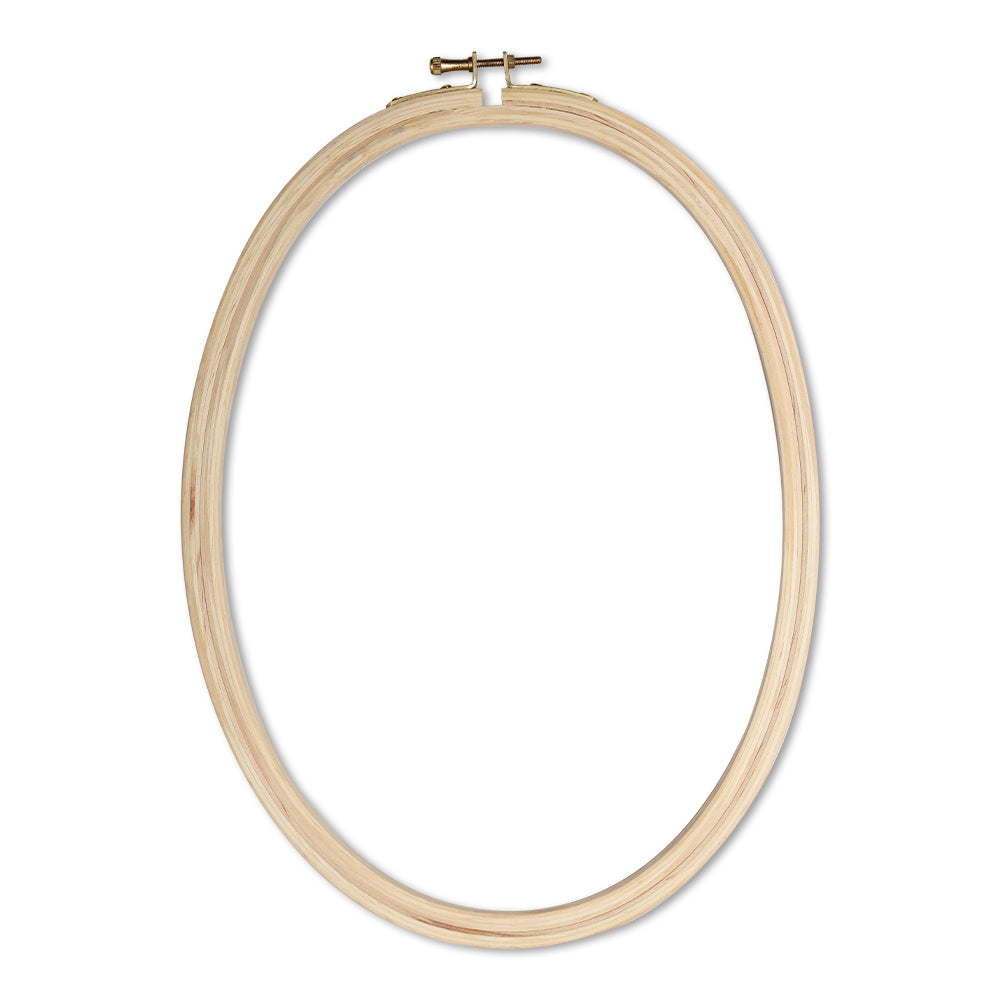 Pine Wooden Embroidery Hoops Oval With Brass Screw 12Inch 1 Pc