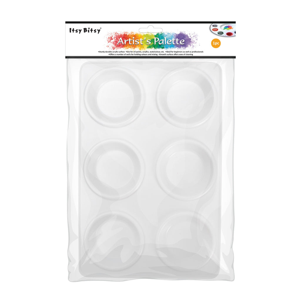 Artists Plastic Palette 9Inch X 5.9Inch 6 Well 1Pc