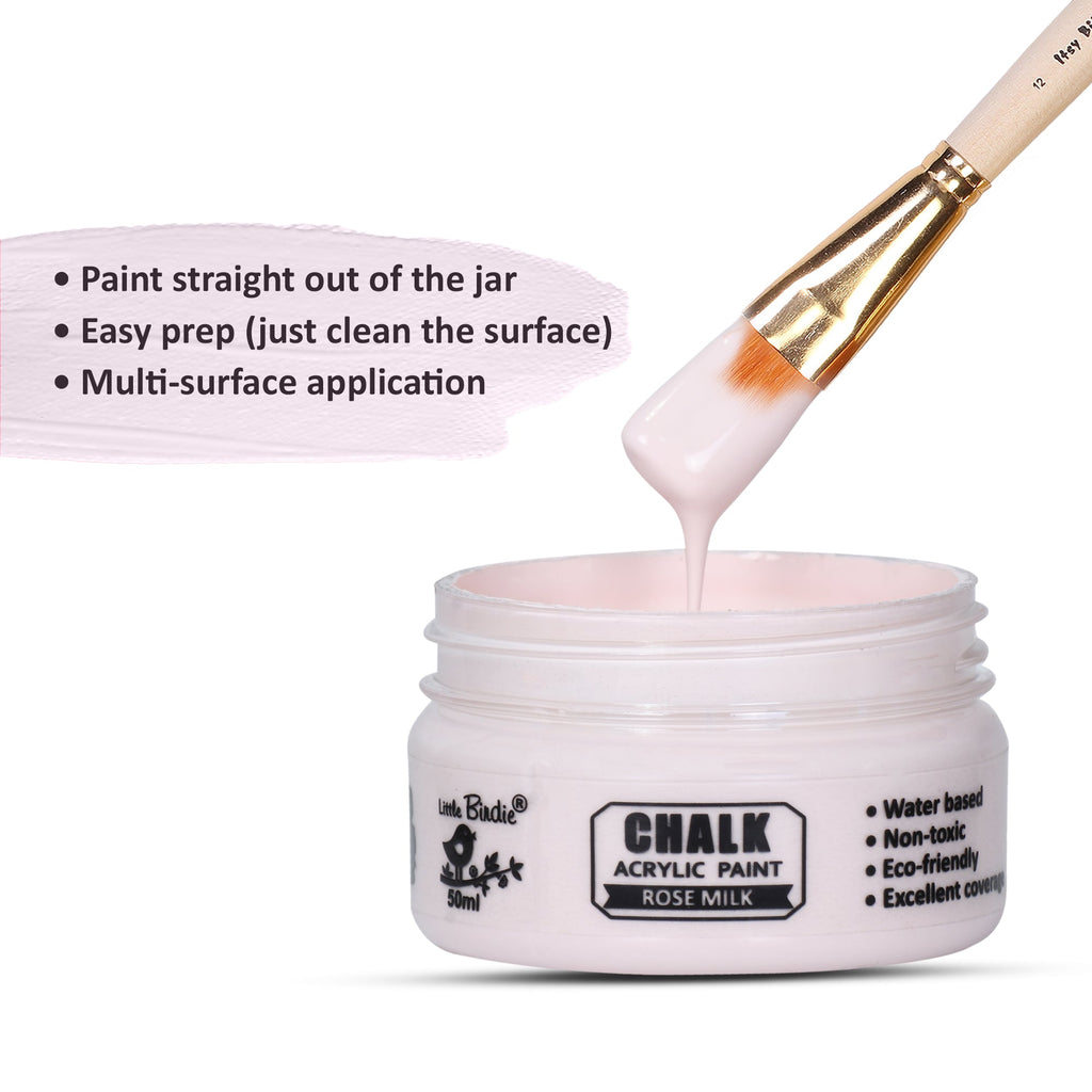 Home Decor Chalk Paint Rose Milk 50ml Bottle