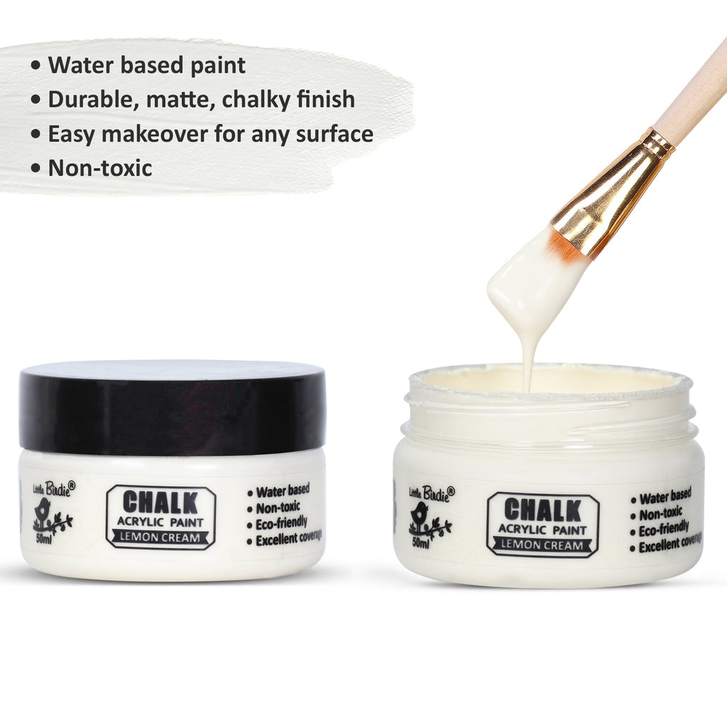 Home Decor Chalk Paint Lemon Cream 50ml Bottle